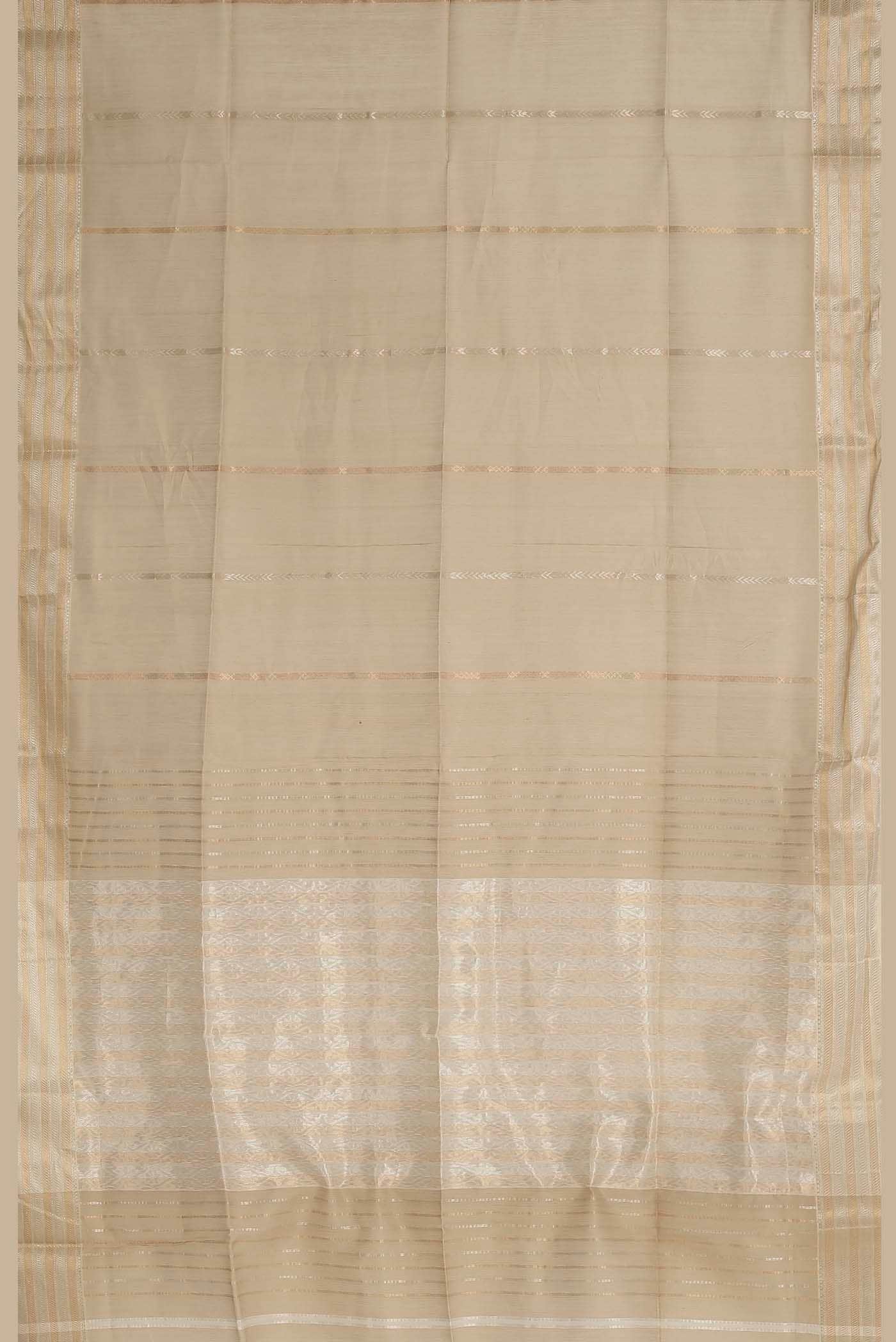 Beige Maheshwari Silk Cotton Saree