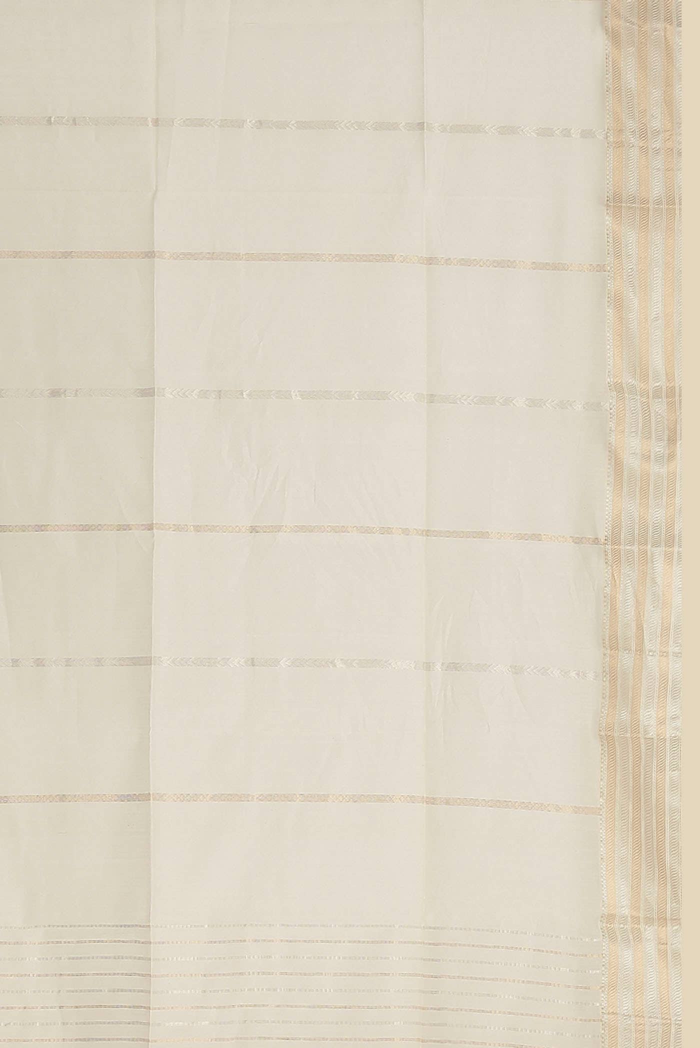 White Maheshwari Silk Cotton Saree