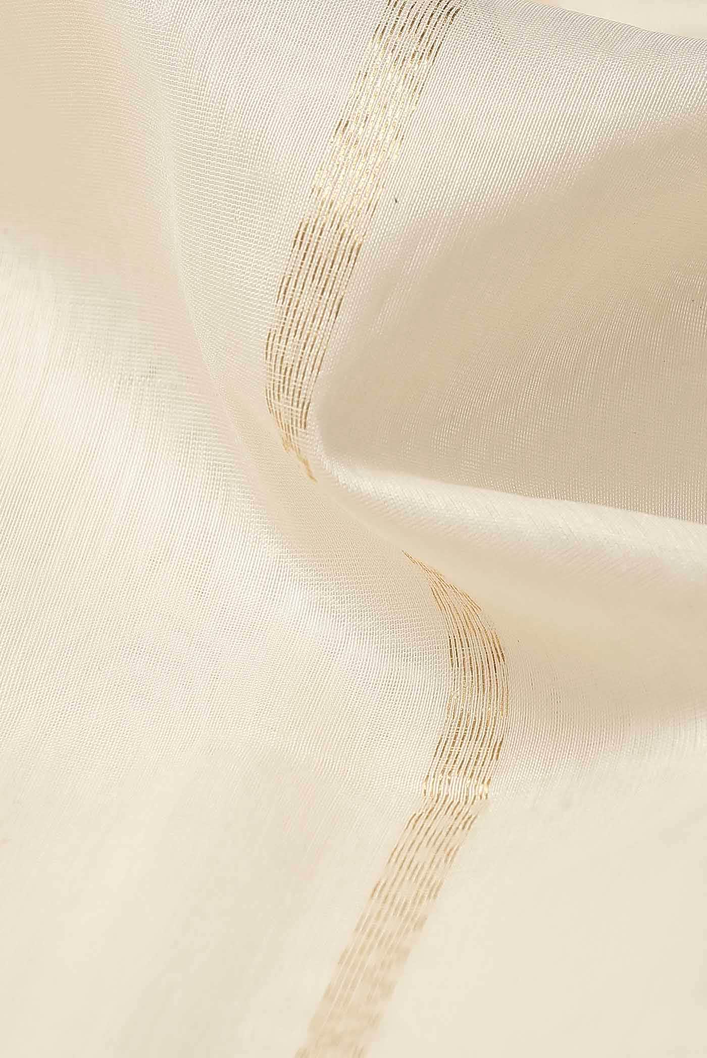 White Maheshwari Silk Cotton Saree