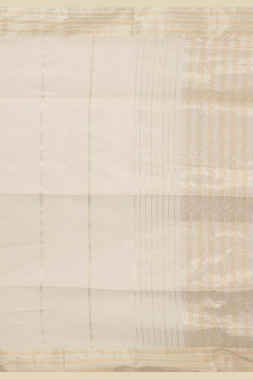 White Maheshwari Silk Cotton Saree
