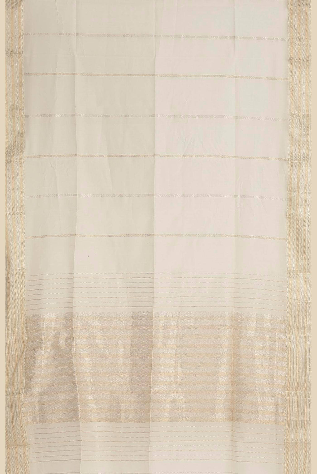 White Maheshwari Silk Cotton Saree