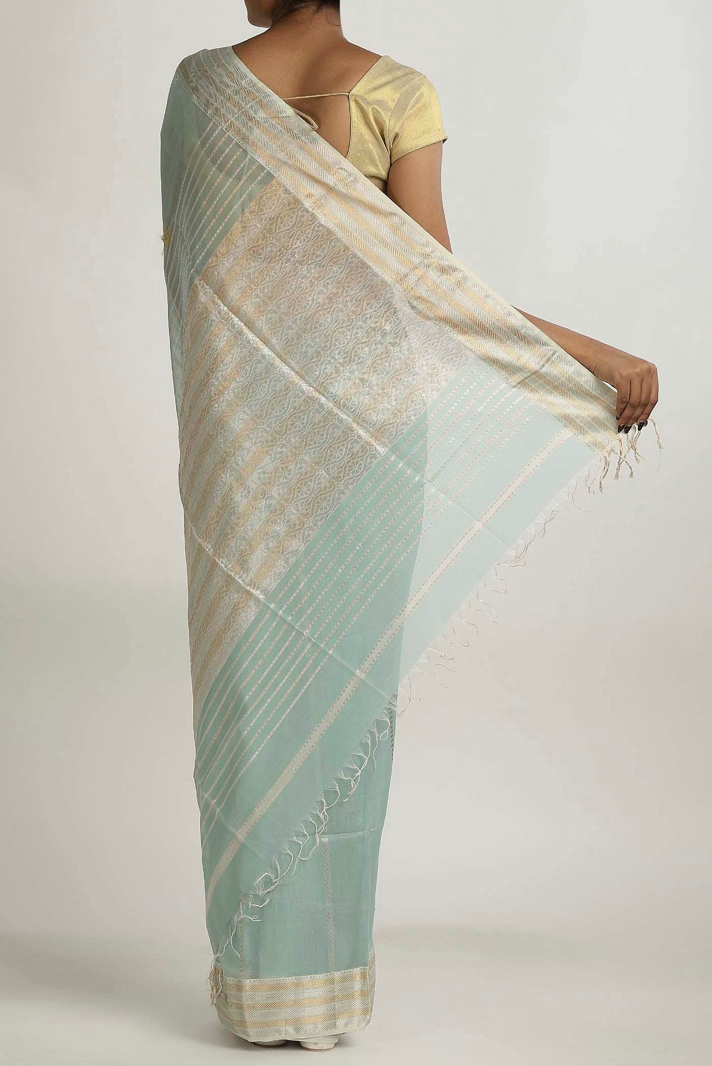 Green Maheshwari Silk Cotton Saree