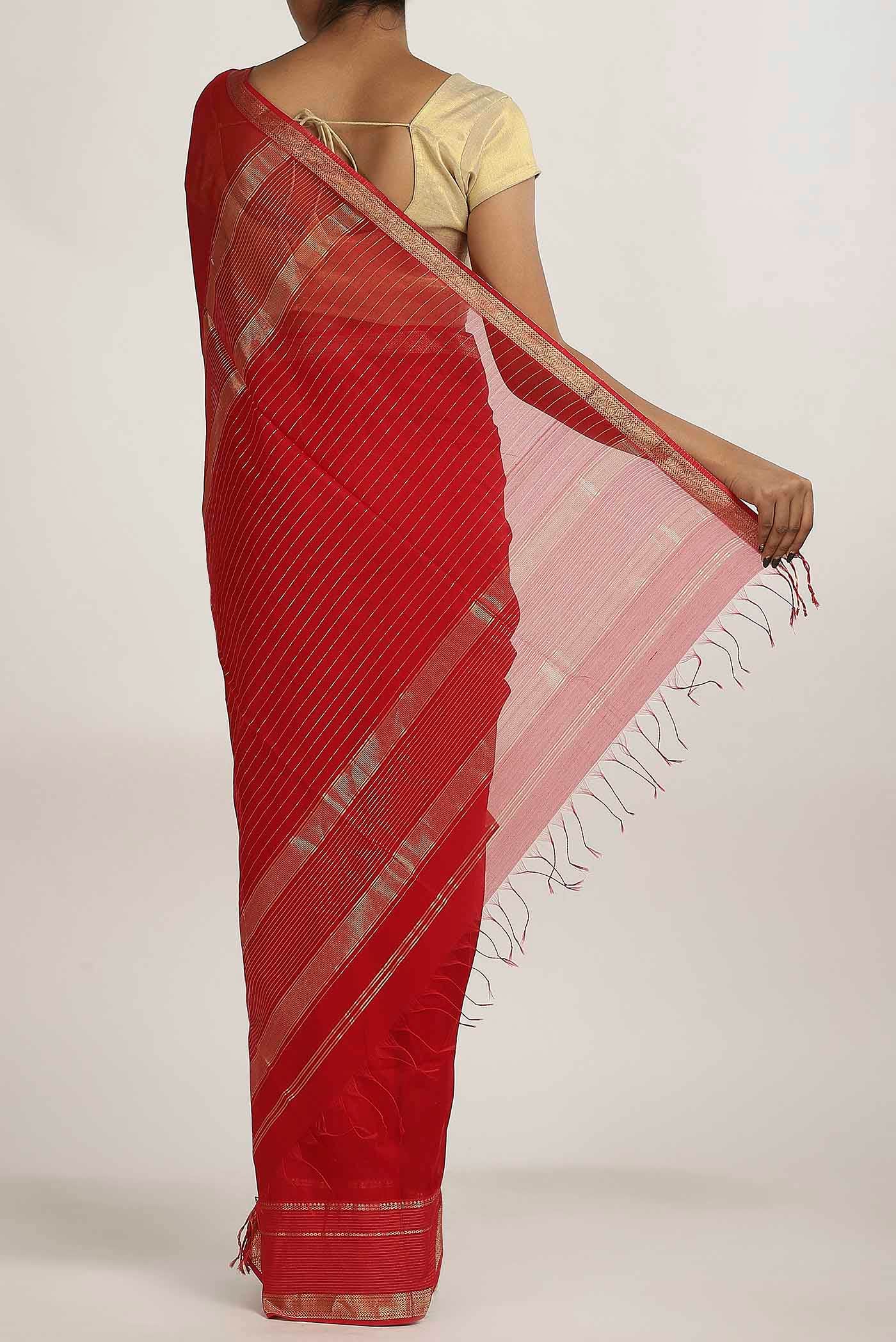 Yellow Maheshwari Silk Cotton Saree