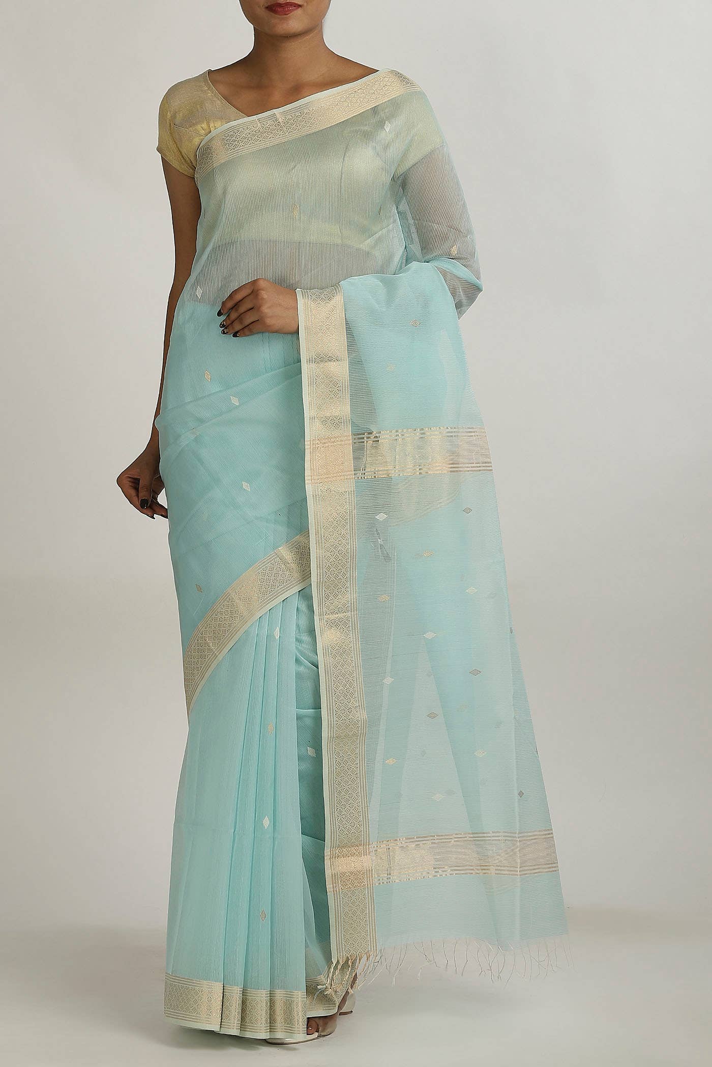 Blue Maheshwari Silk Cotton Saree