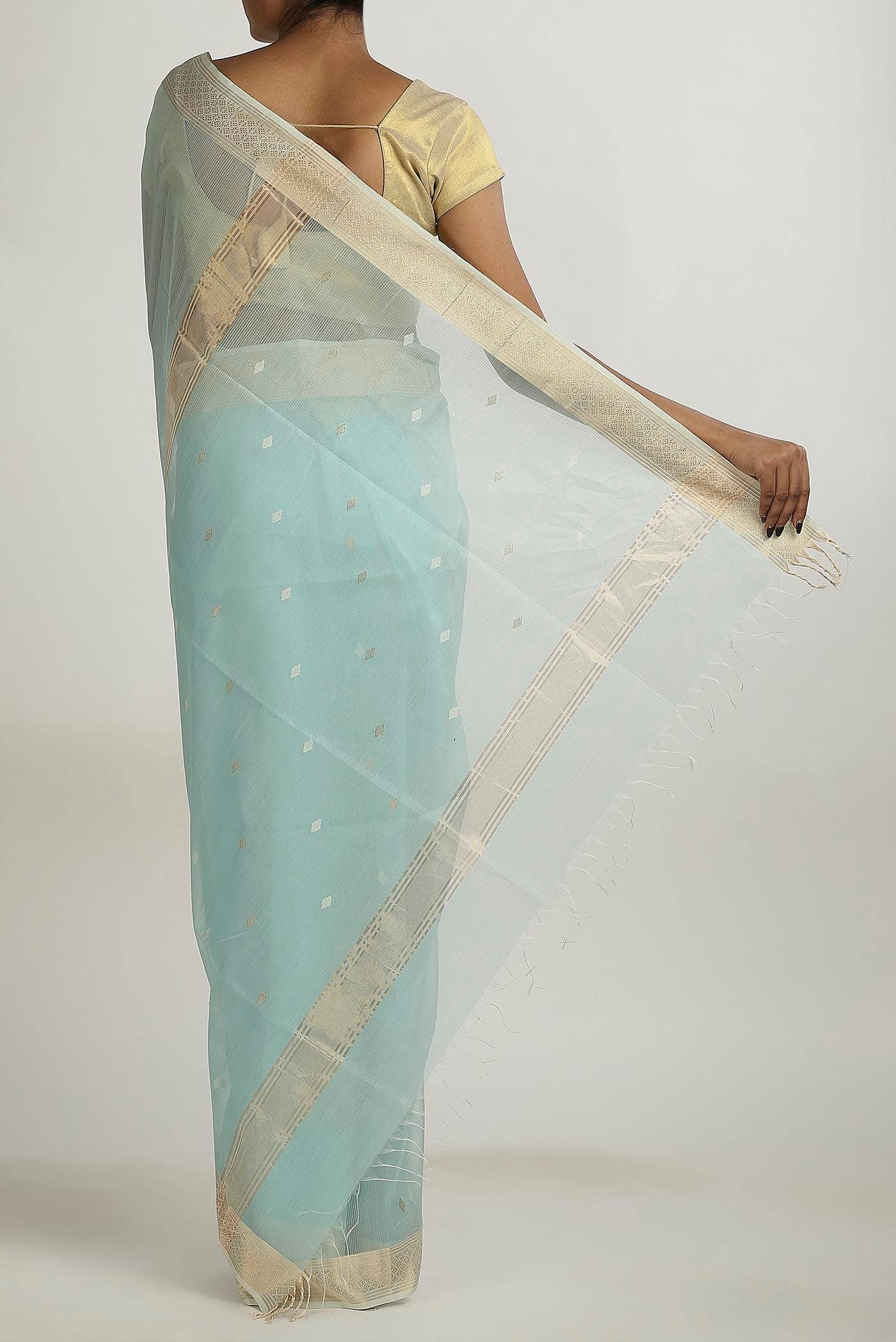 Blue Maheshwari Silk Cotton Saree