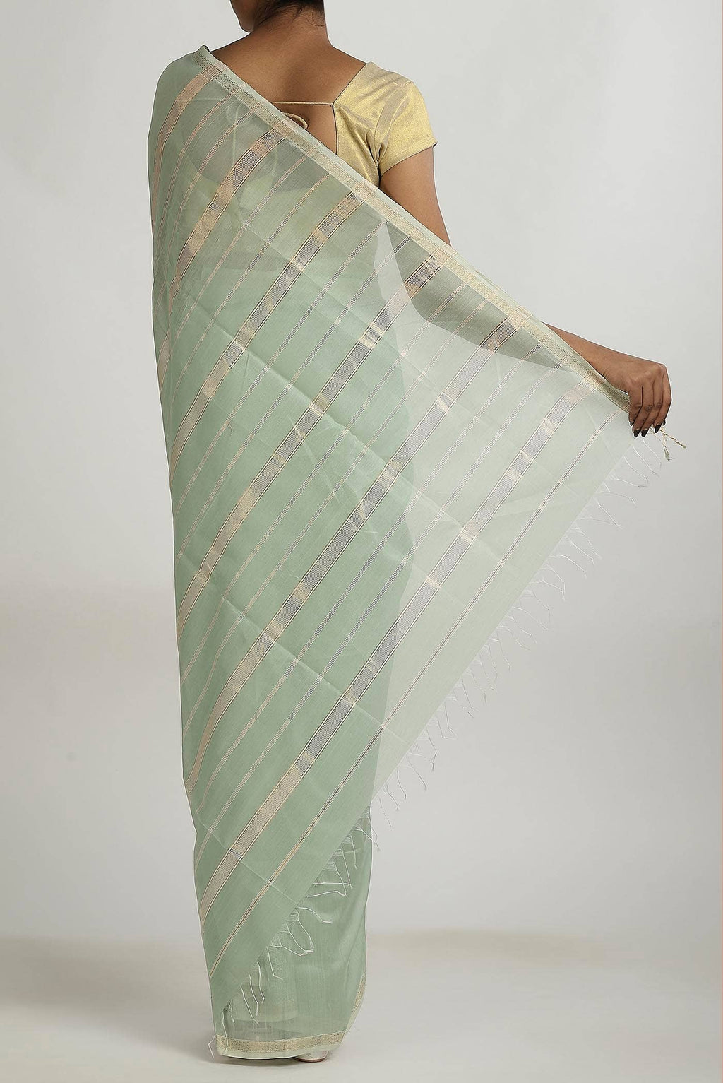 Green Maheshwari Silk Cotton Saree