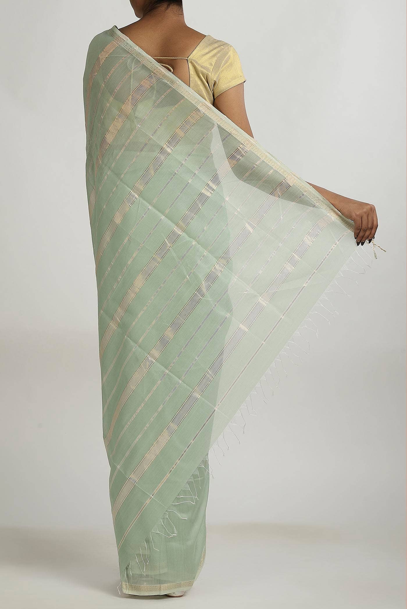 Green Maheshwari Silk Cotton Saree