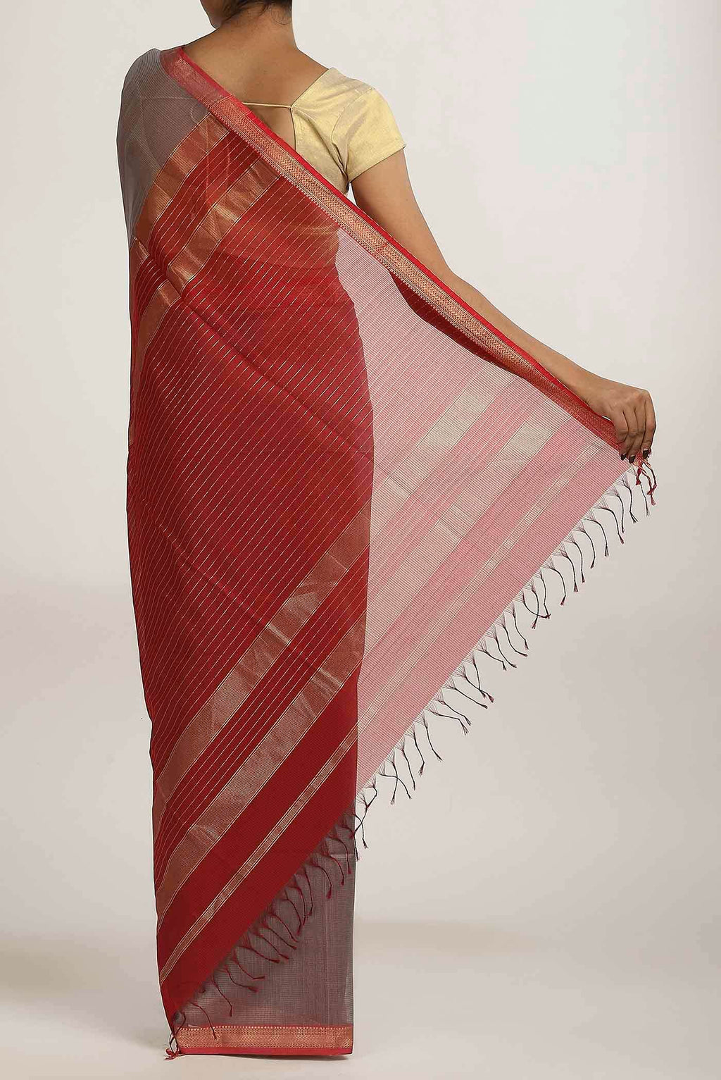 Mauve Maheshwari Silk Cotton Saree
