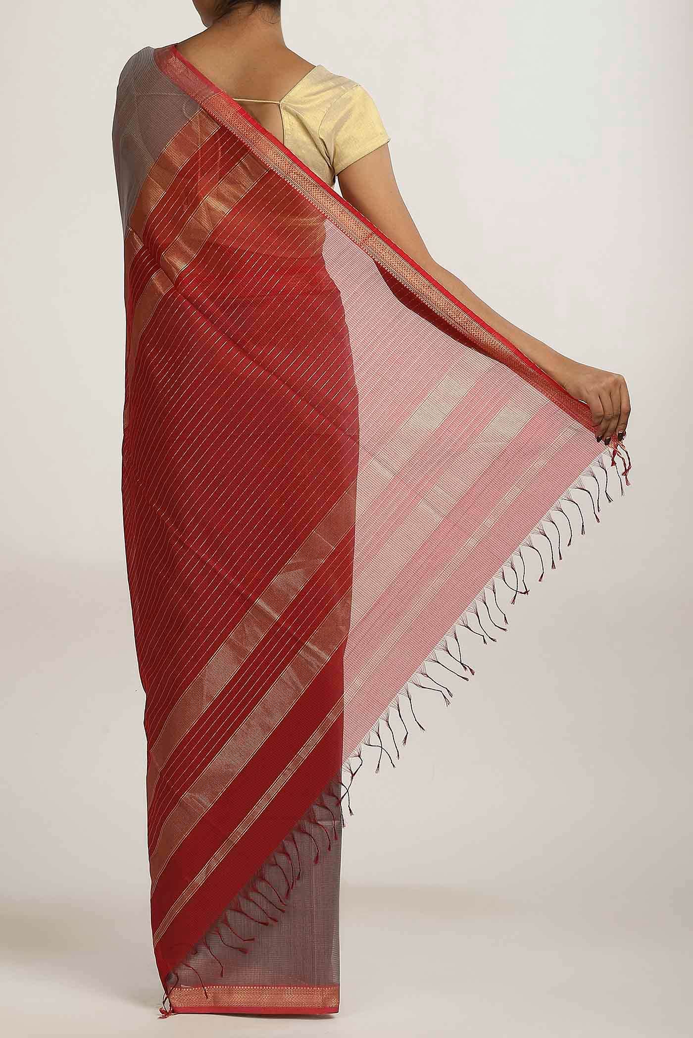 Mauve Maheshwari Silk Cotton Saree