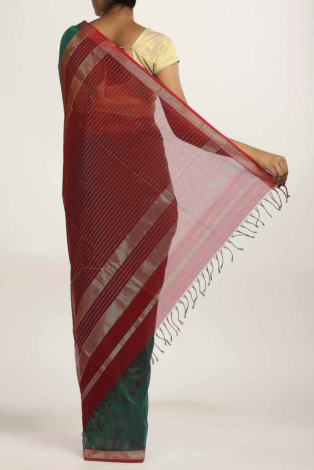 Green Maheshwari Silk Cotton Saree