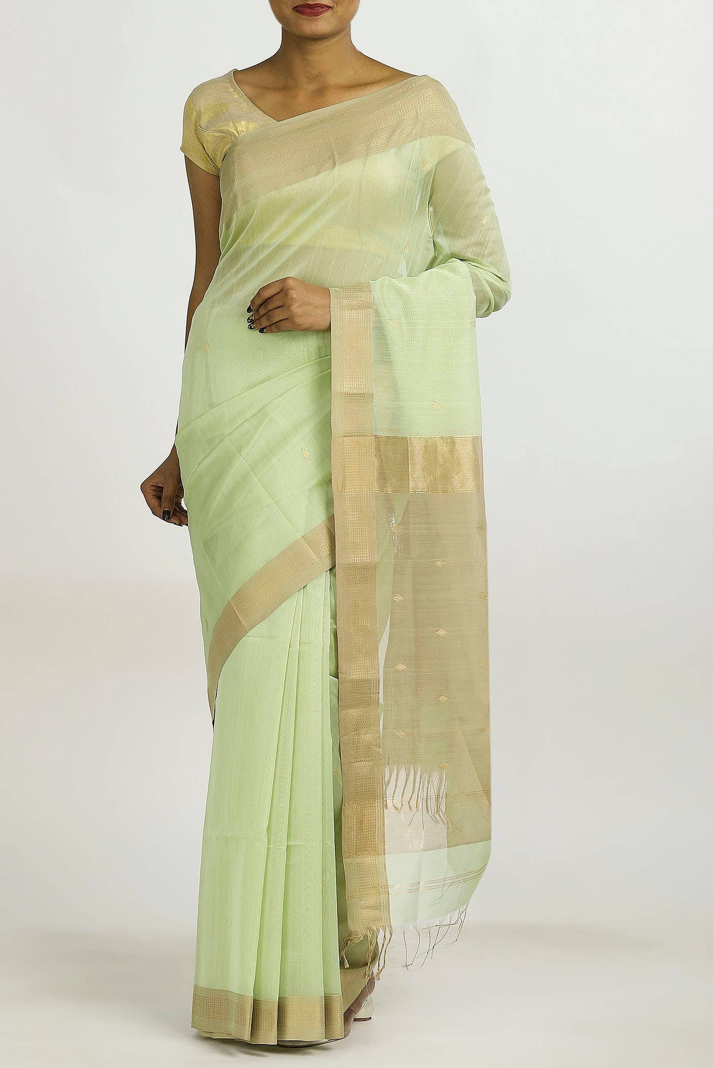 Green Maheshwari Silk Cotton Saree