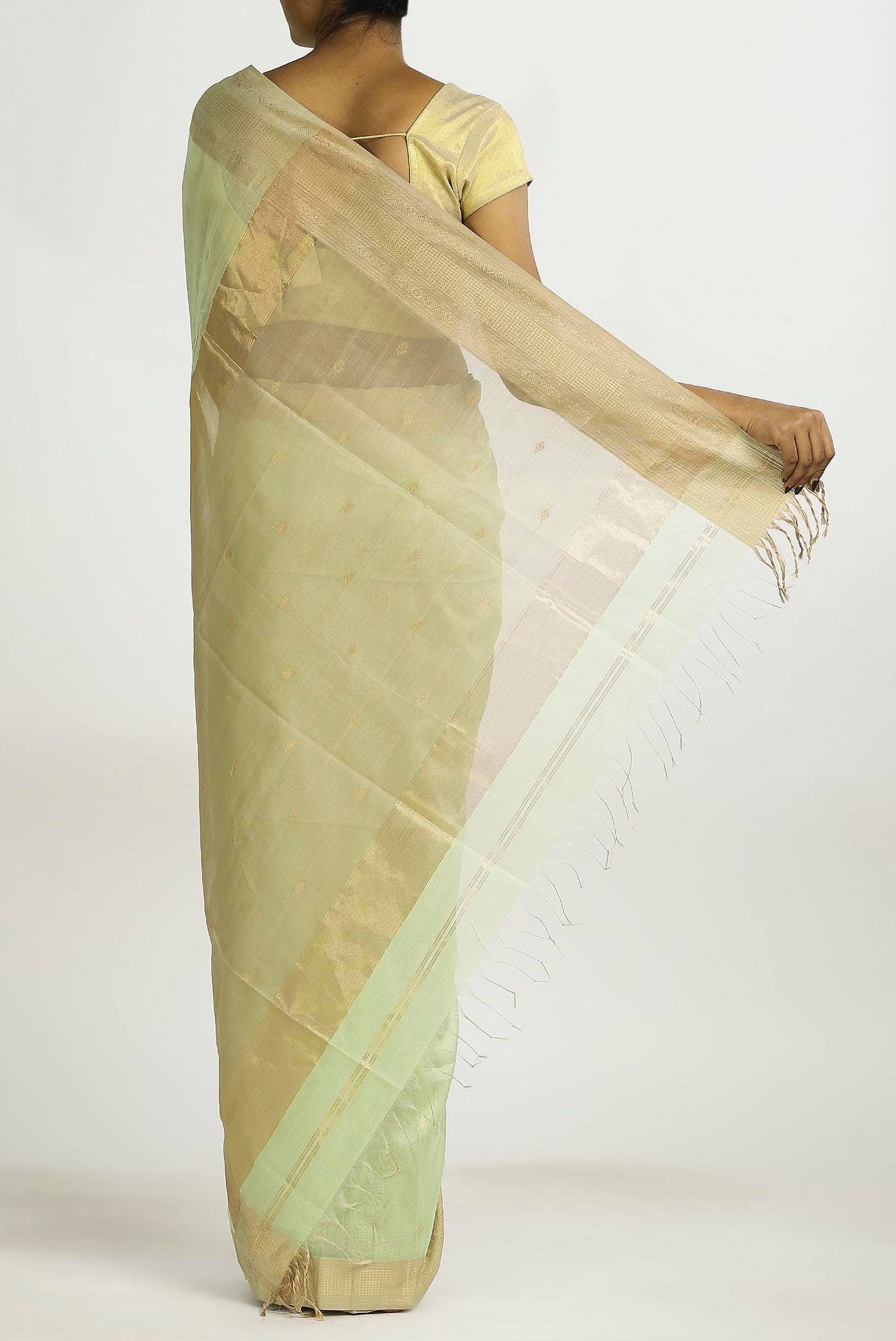 Green Maheshwari Silk Cotton Saree