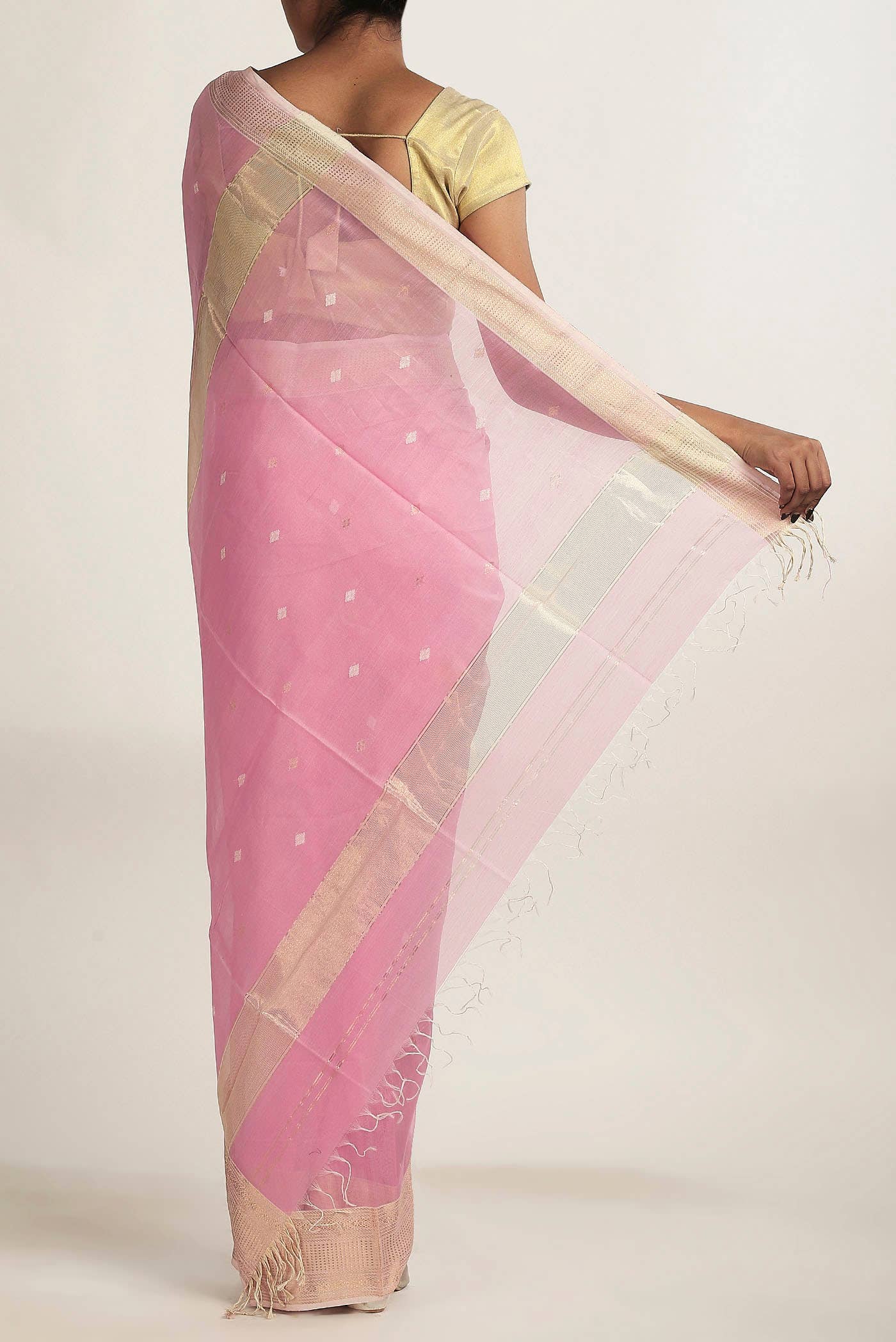 Pink Maheshwari Silk Cotton Saree