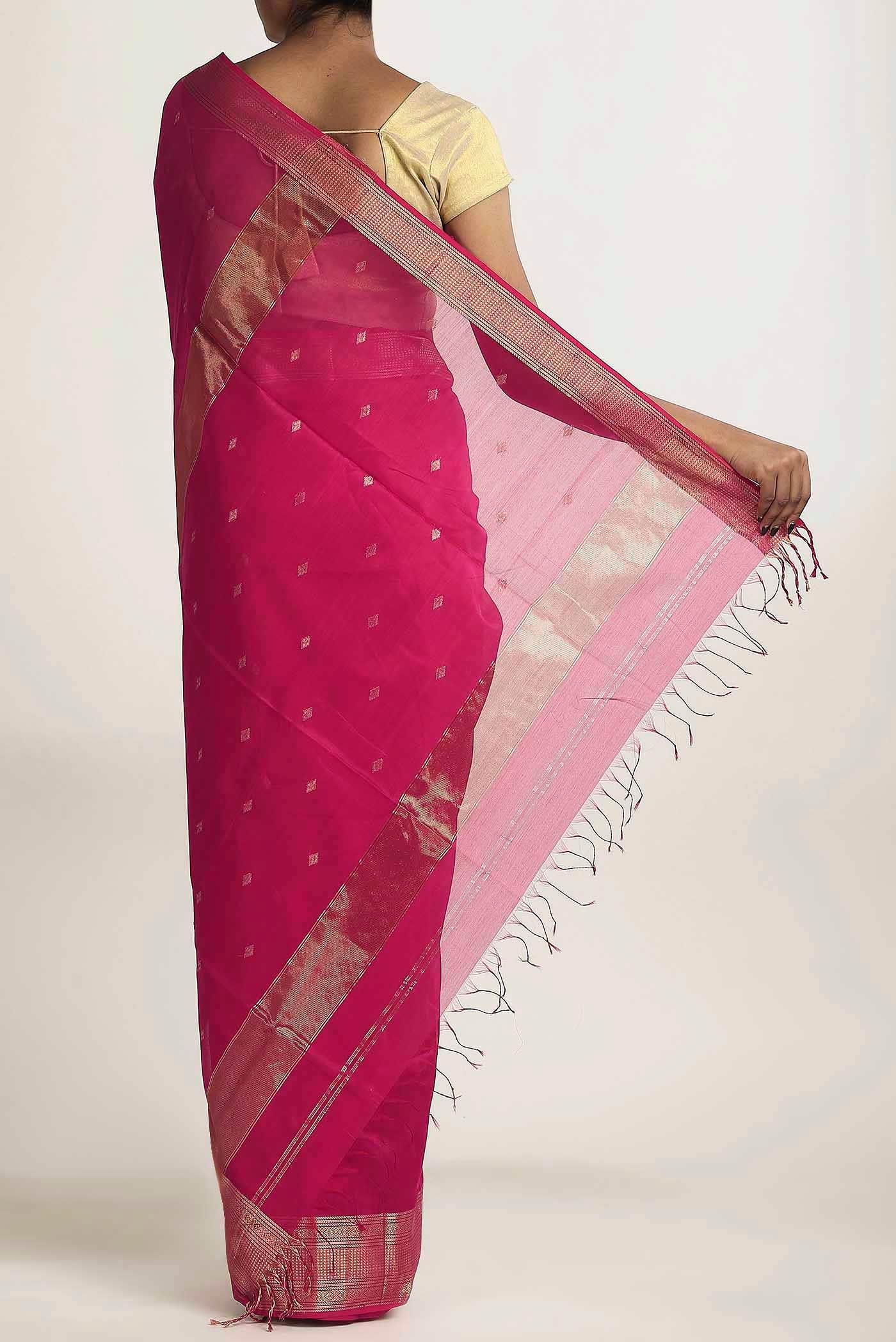 Pink Maheshwari Silk Cotton Saree