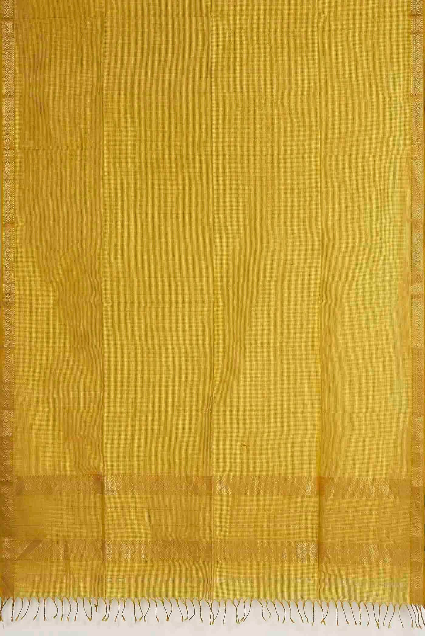 Yellow Maheshwari Silk Cotton Saree