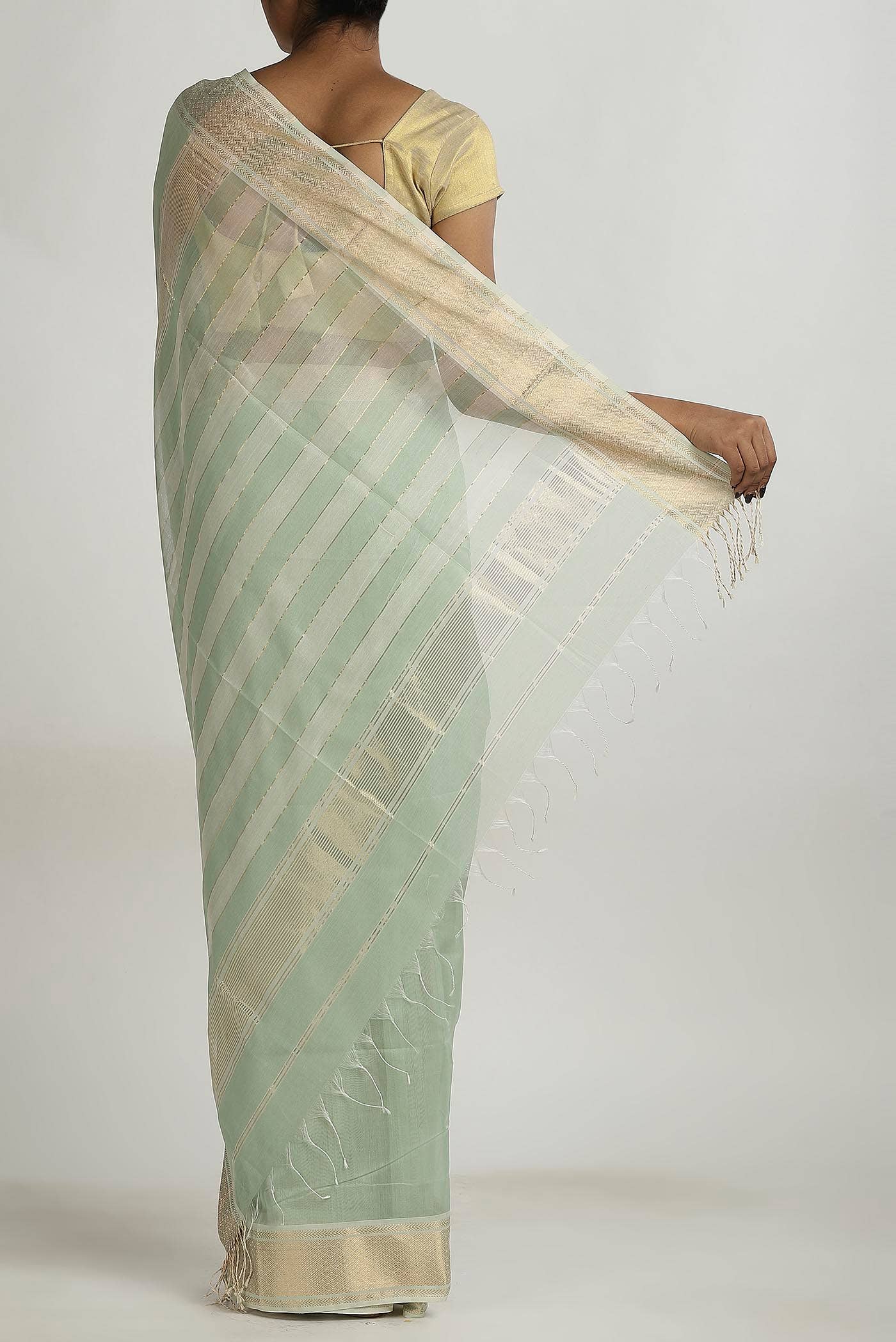 Green Maheshwari Silk Cotton Saree