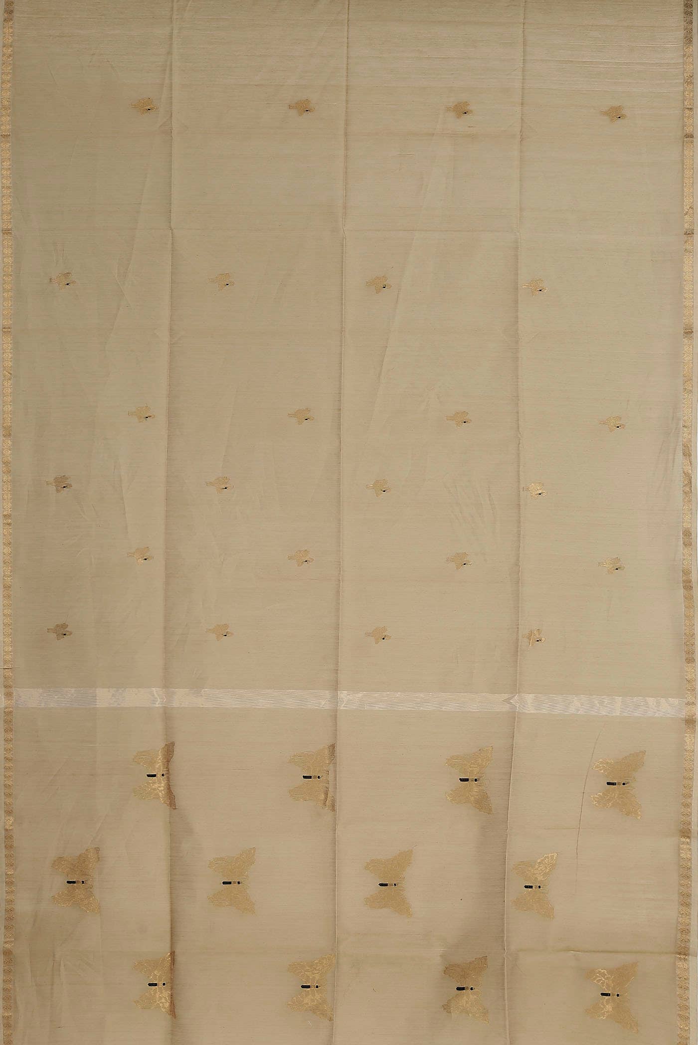 Beige Maheshwari Silk Cotton Saree