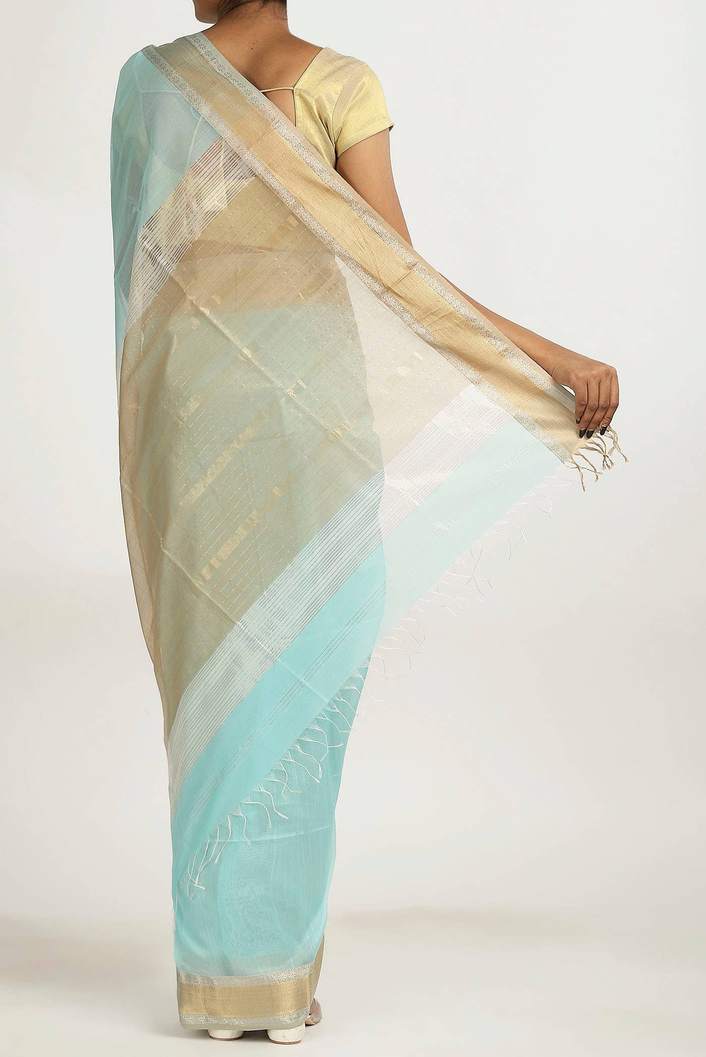 Blue Maheshwari Silk Cotton Saree