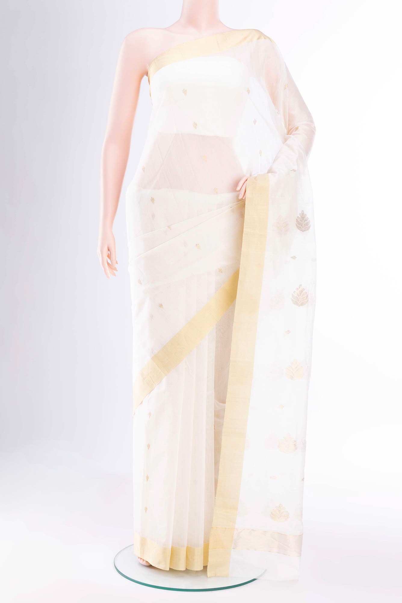 Off White Chanderi Silk Cotton Saree