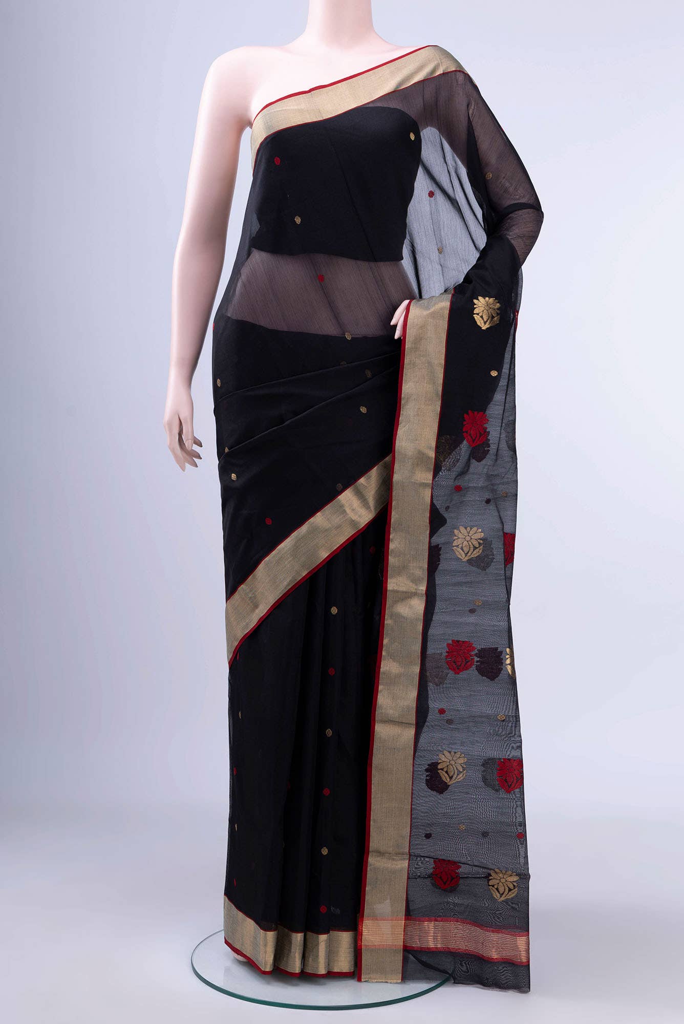 Black Chanderi Silk Cotton Saree