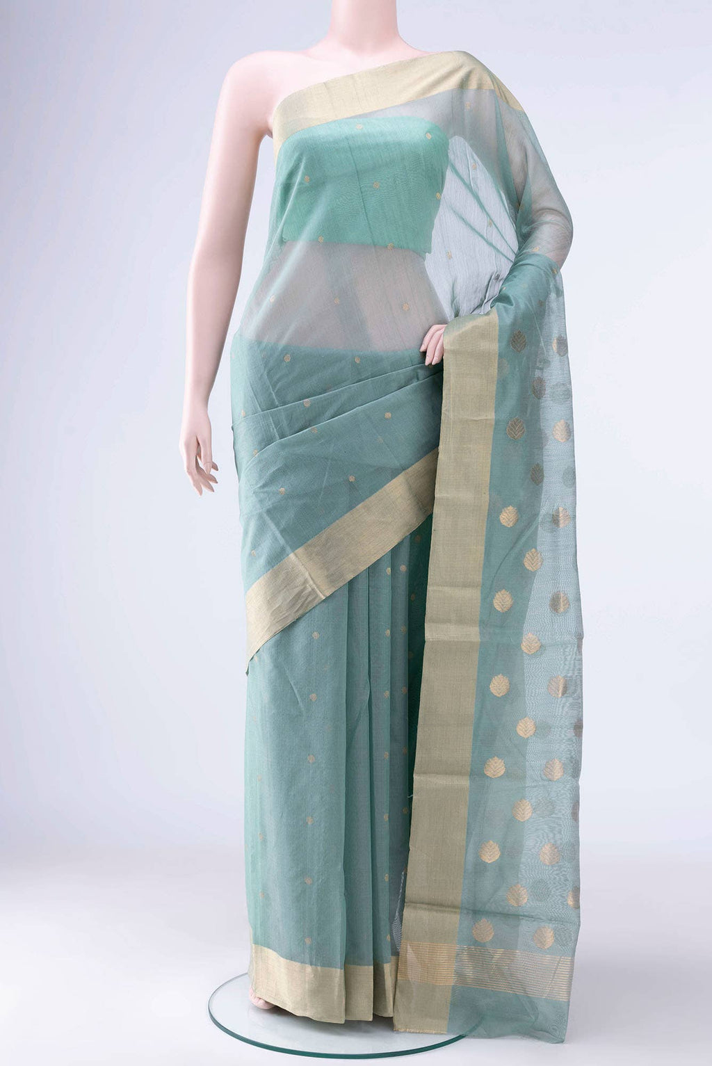 Light Green Chanderi Silk Cotton Saree