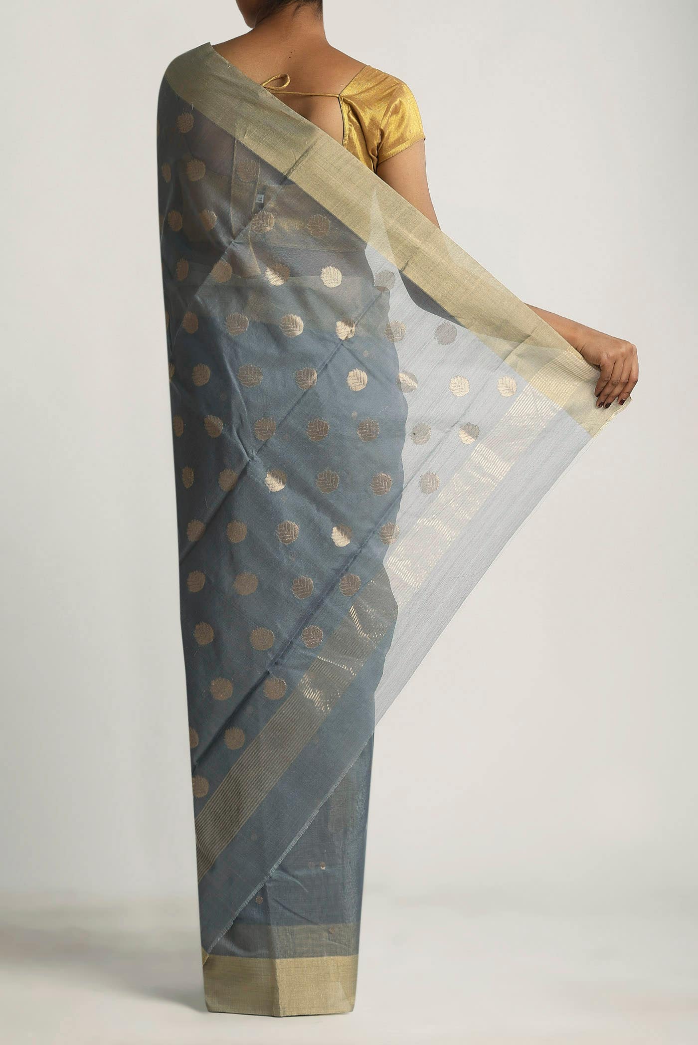 Grey Chanderi Silk Cotton Saree