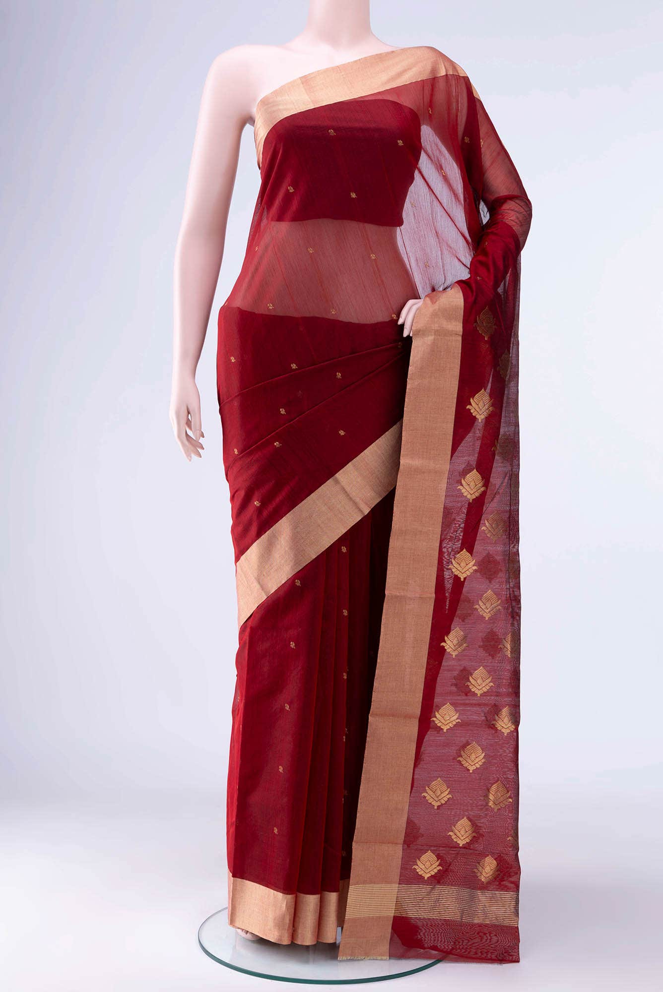 Maroon Chanderi Silk Cotton Saree