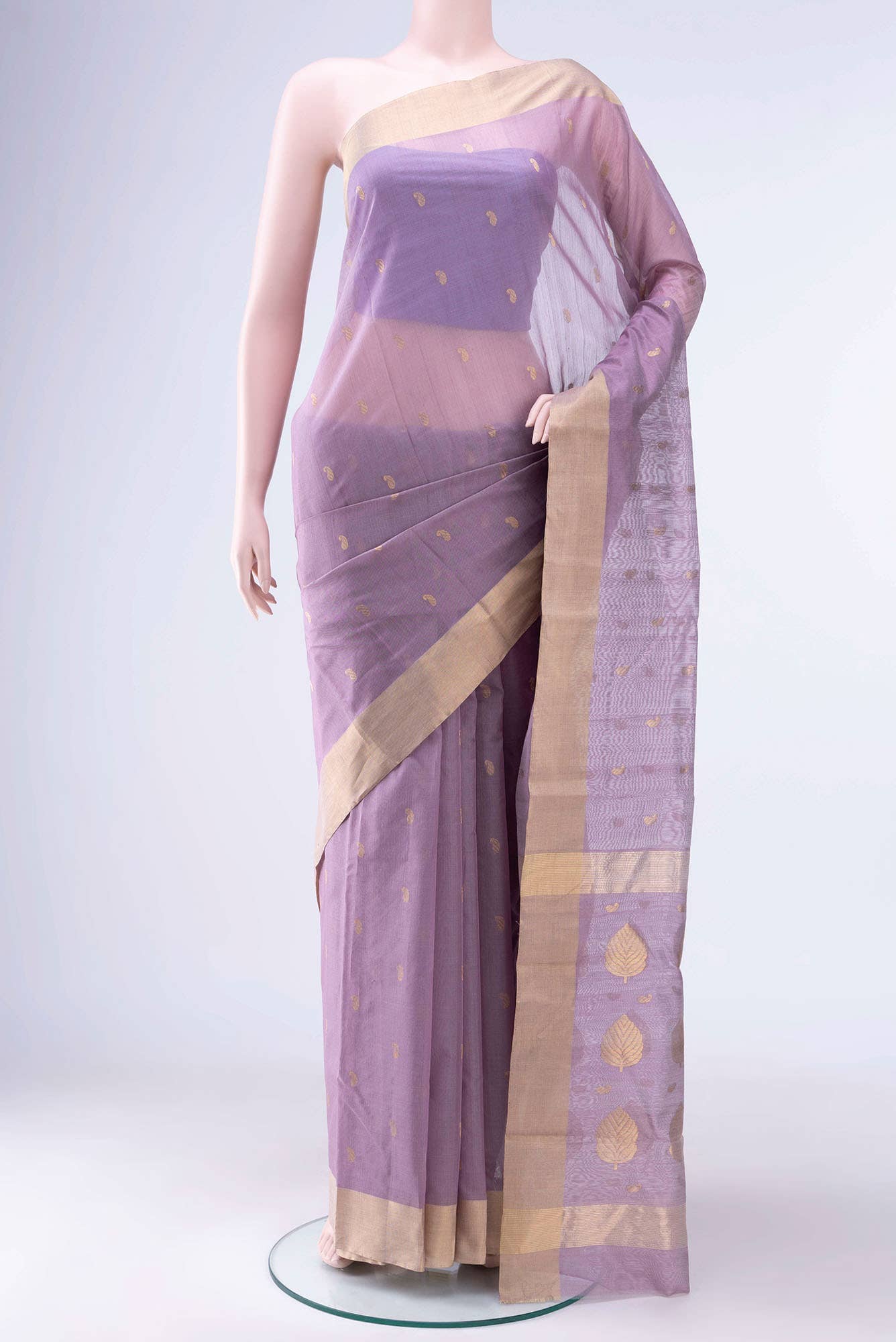 Mauve Chanderi Silk Cotton Saree