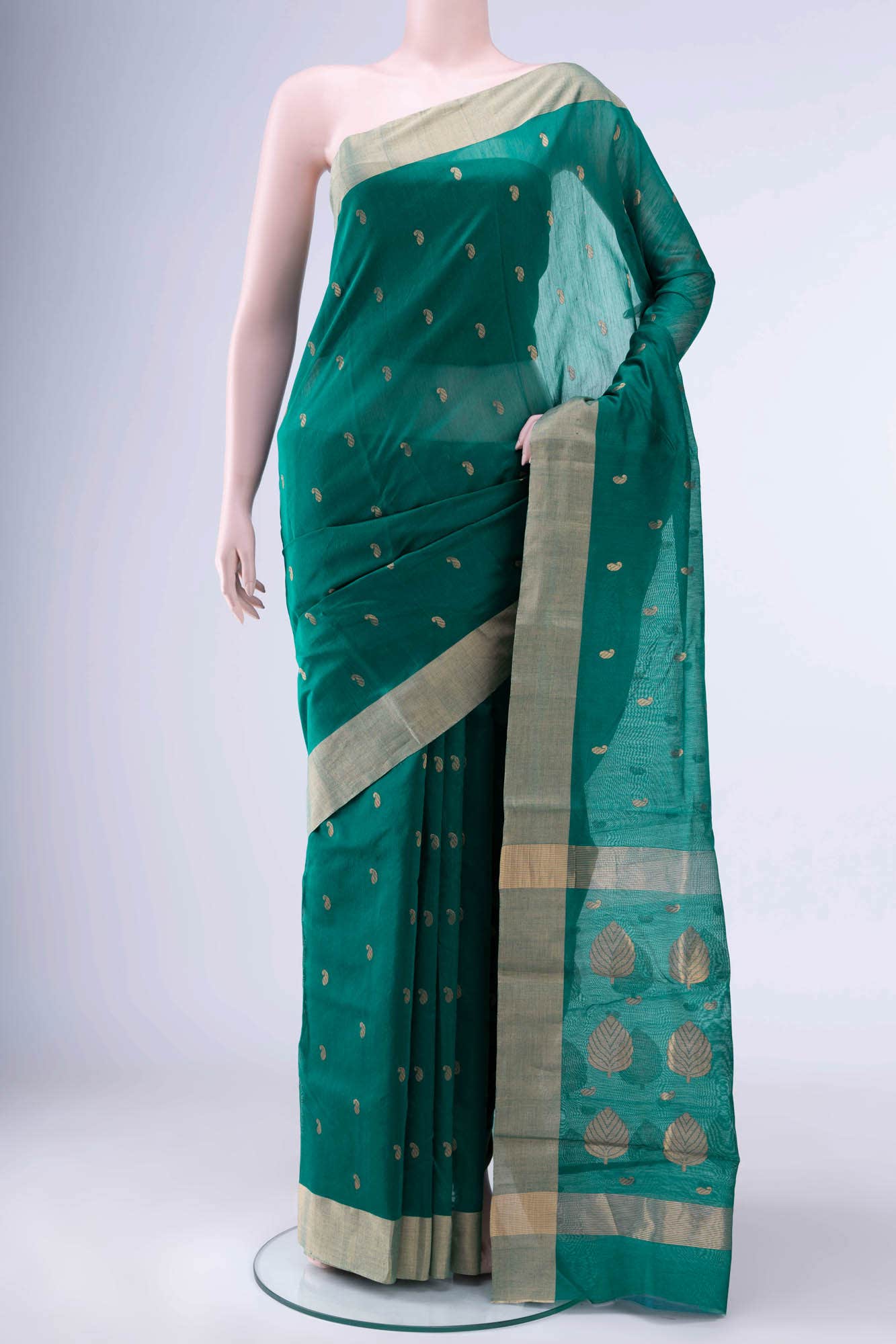 Green Chanderi Silk Cotton Saree