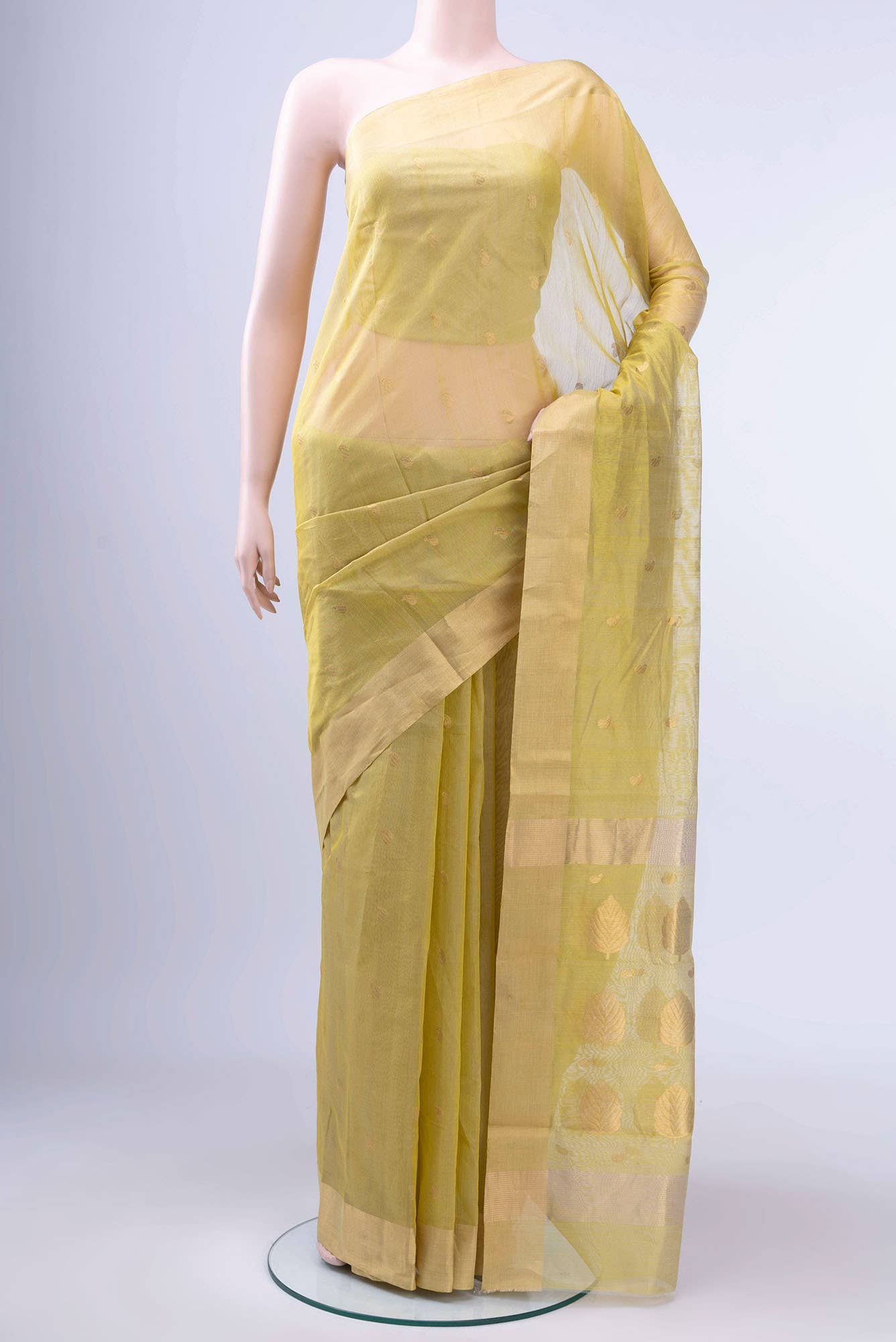 Sea Green Chanderi Silk Cotton Saree