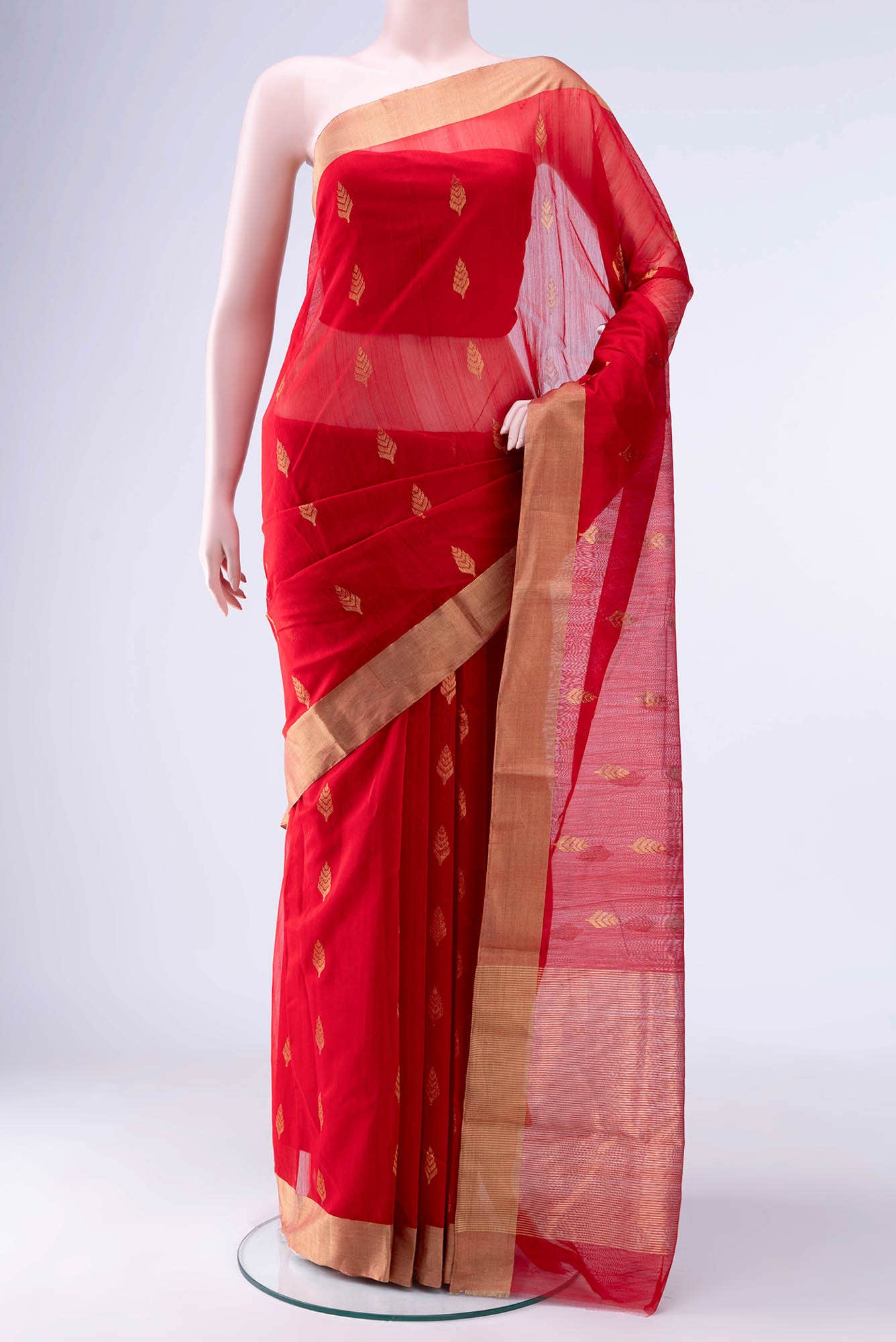 Red Chanderi Silk Cotton Saree