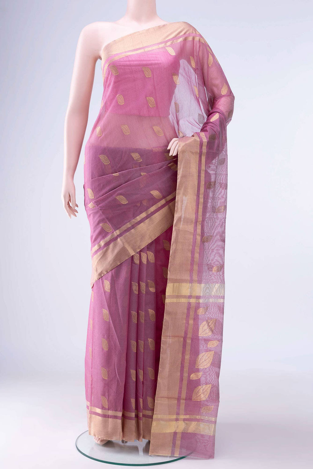 Rose pink Chanderi Silk Cotton Saree
