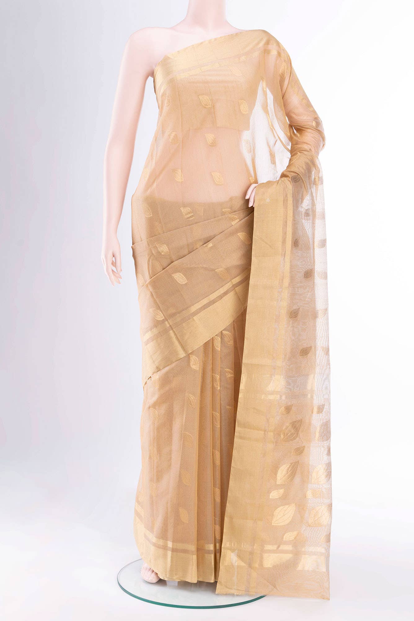 Golden Chanderi Silk Cotton Saree