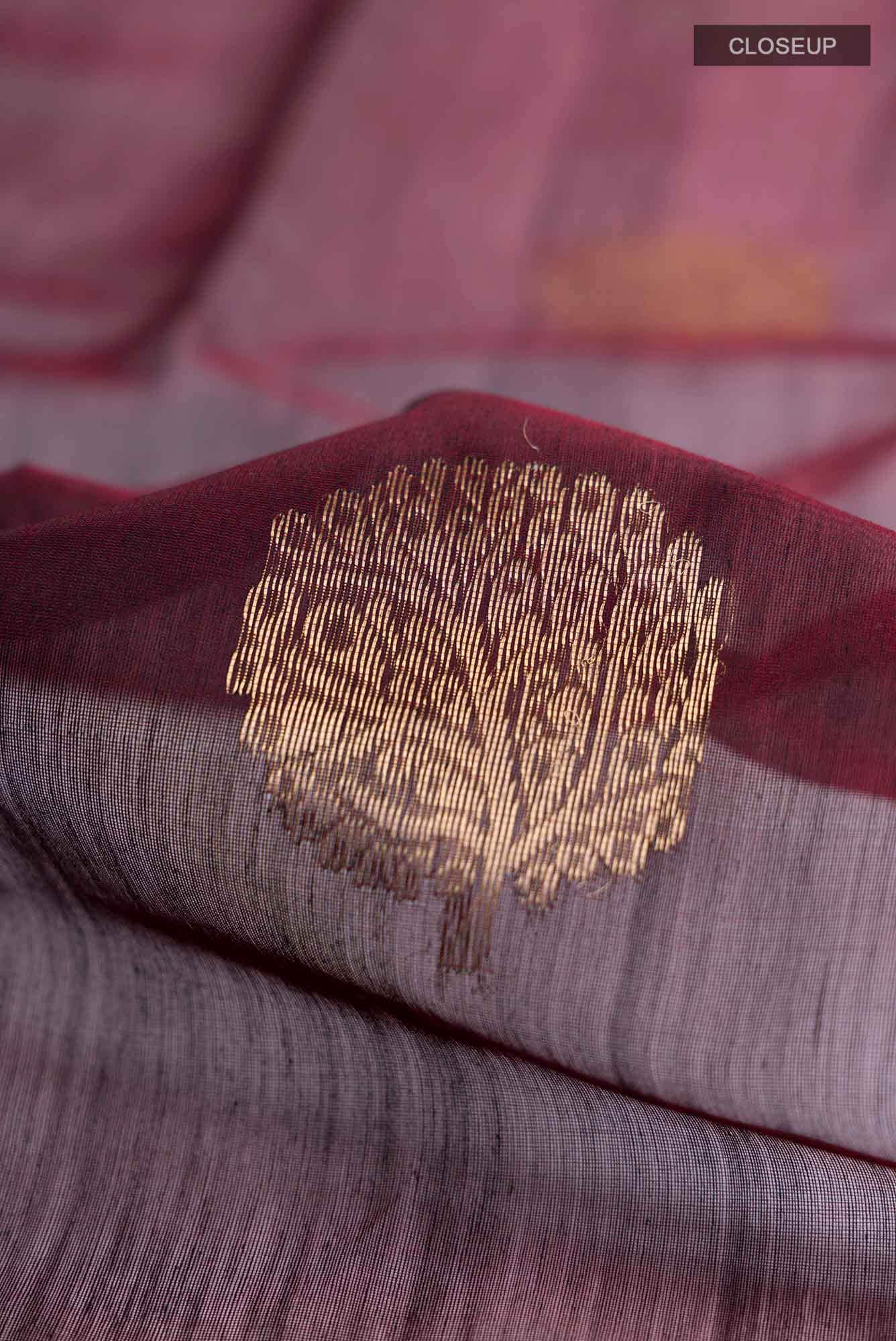 Maroon Chanderi Silk Cotton Saree