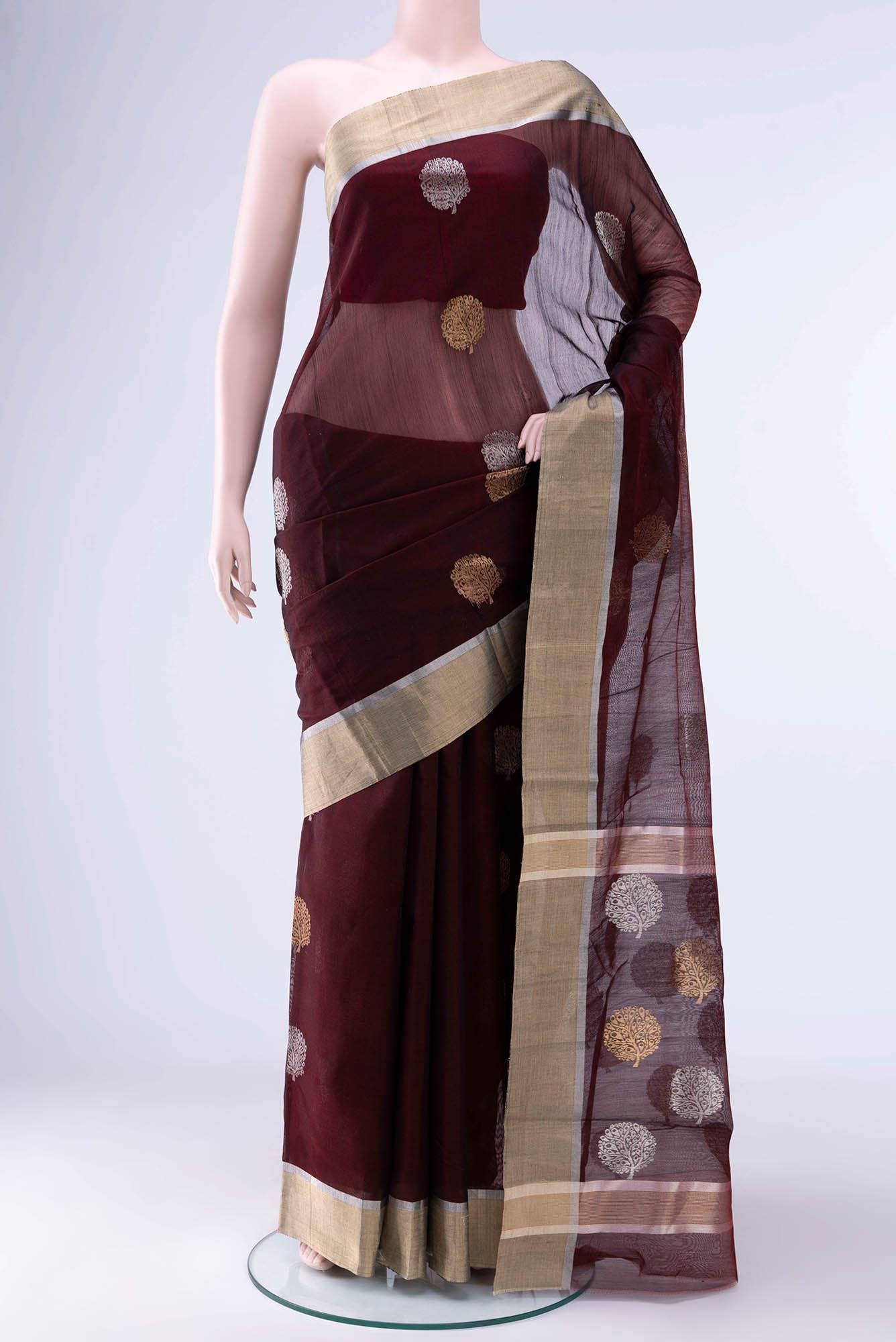 Maroon Chanderi Silk Cotton Saree