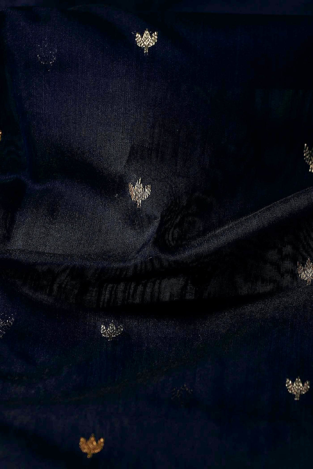 Navy Blue Chanderi Silk Cotton Saree