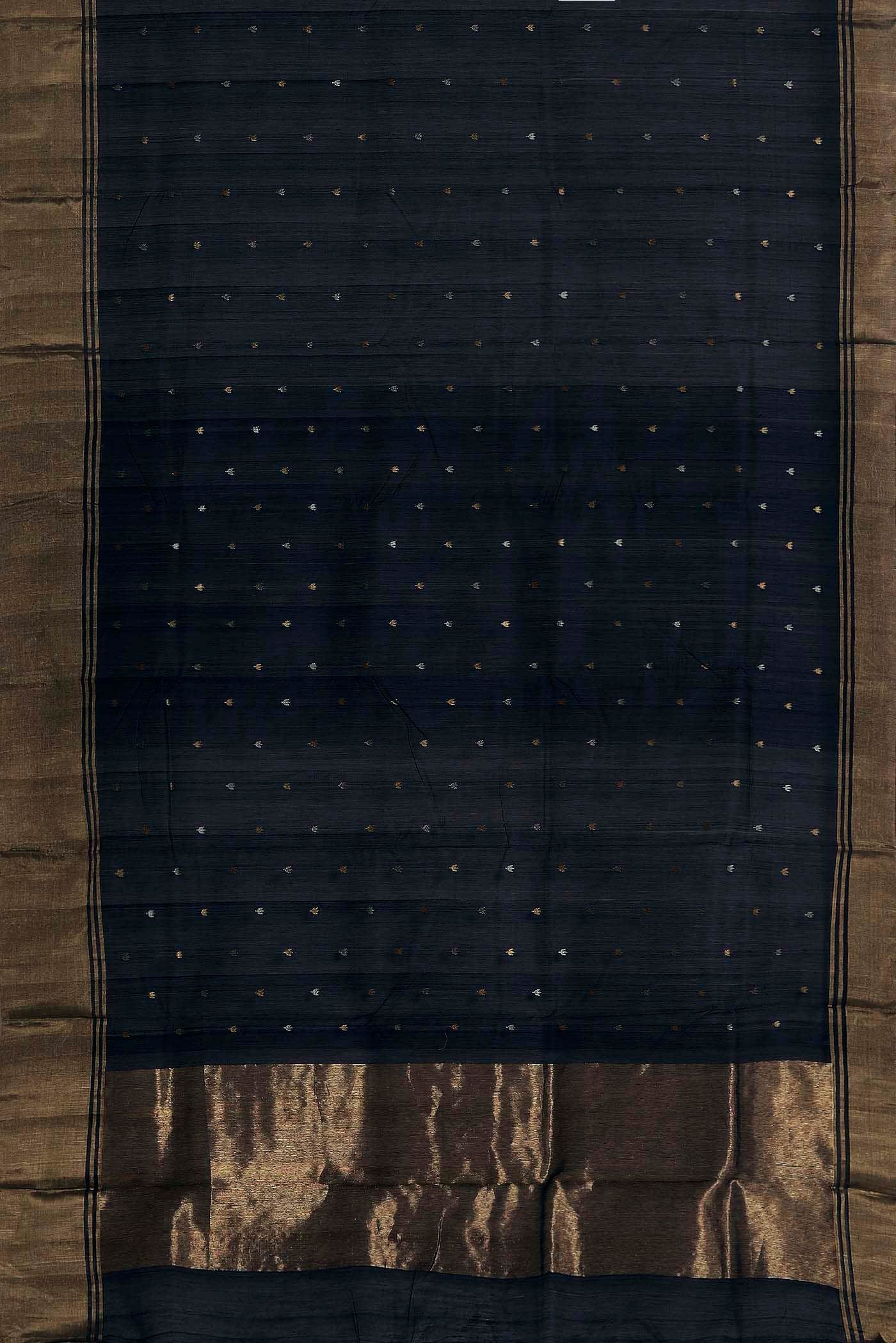 Navy Blue Chanderi Silk Cotton Saree