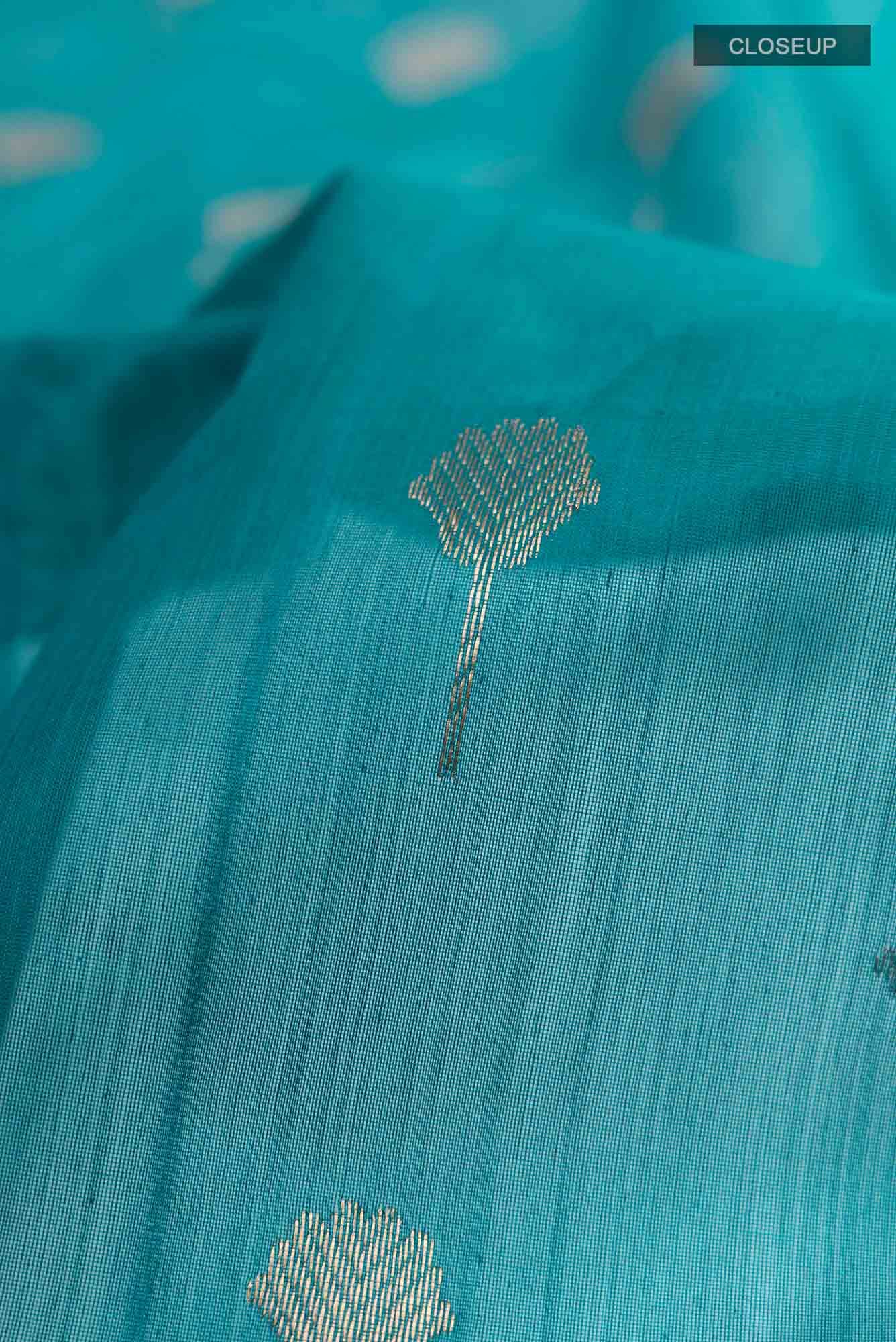 Sea Green Chanderi Silk Cotton Saree