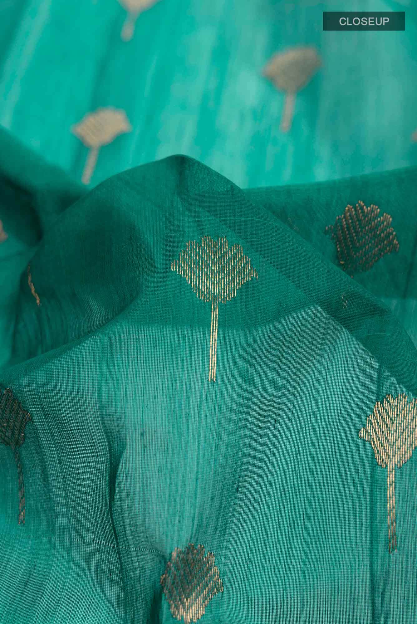 Green Chanderi Silk Cotton Saree