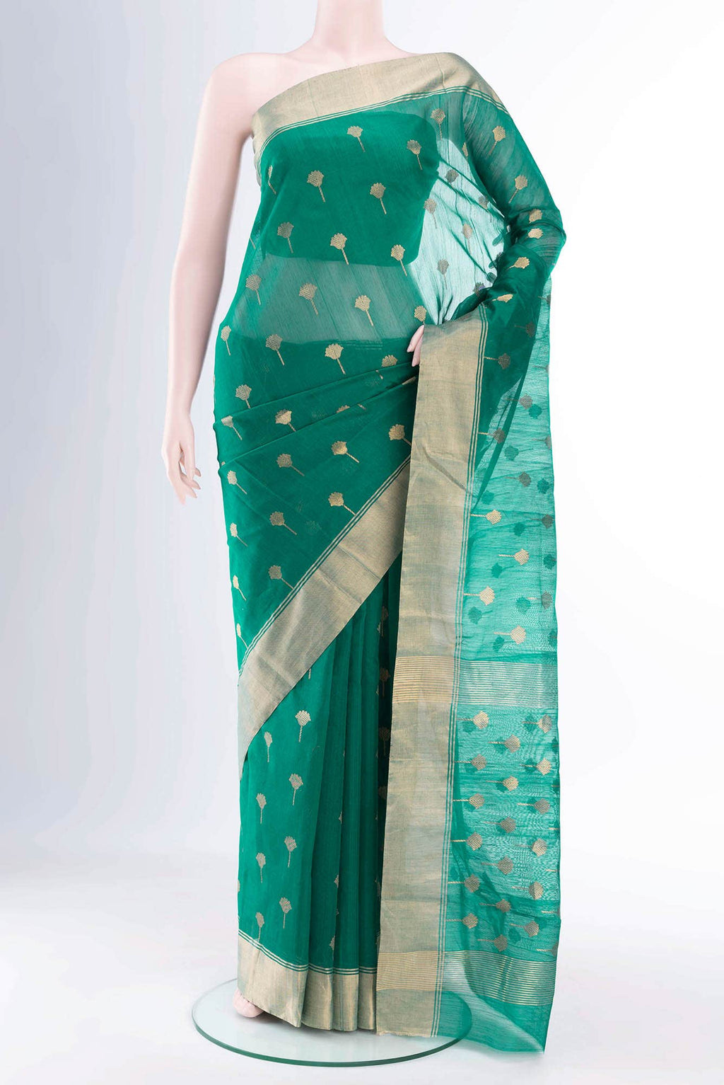 Green Chanderi Silk Cotton Saree
