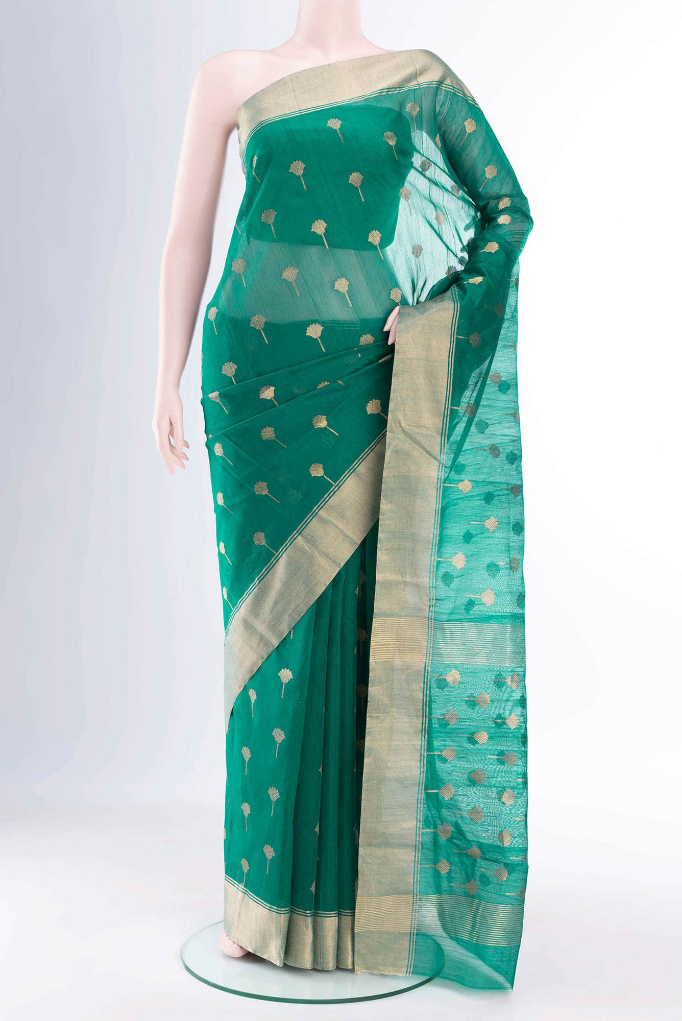 Green Chanderi Silk Cotton Saree
