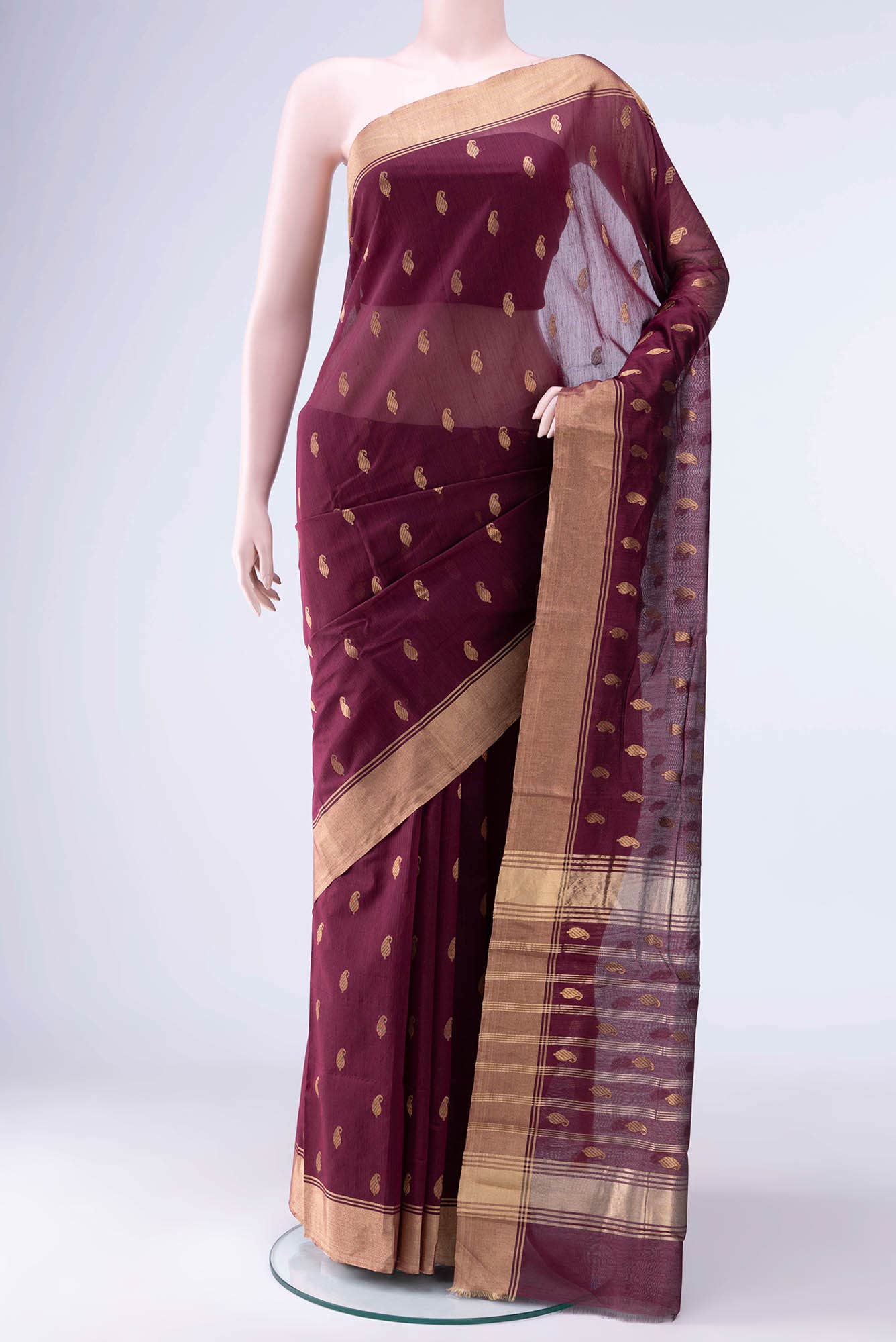 Brown Chanderi Silk Cotton Saree