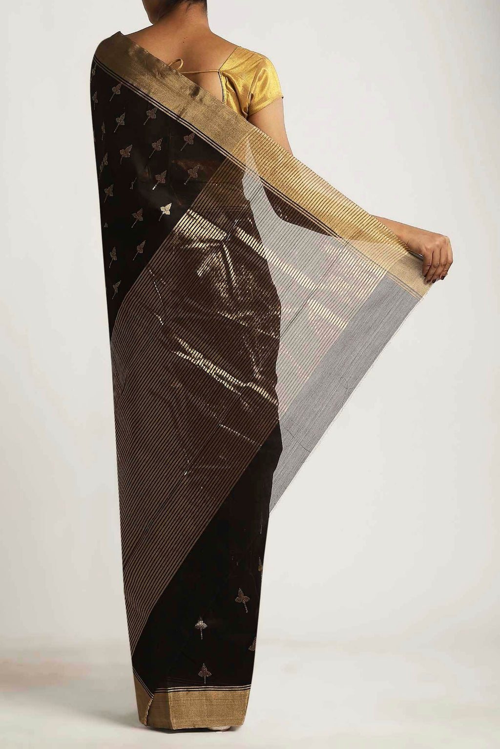 Black Chanderi Silk Cotton Saree