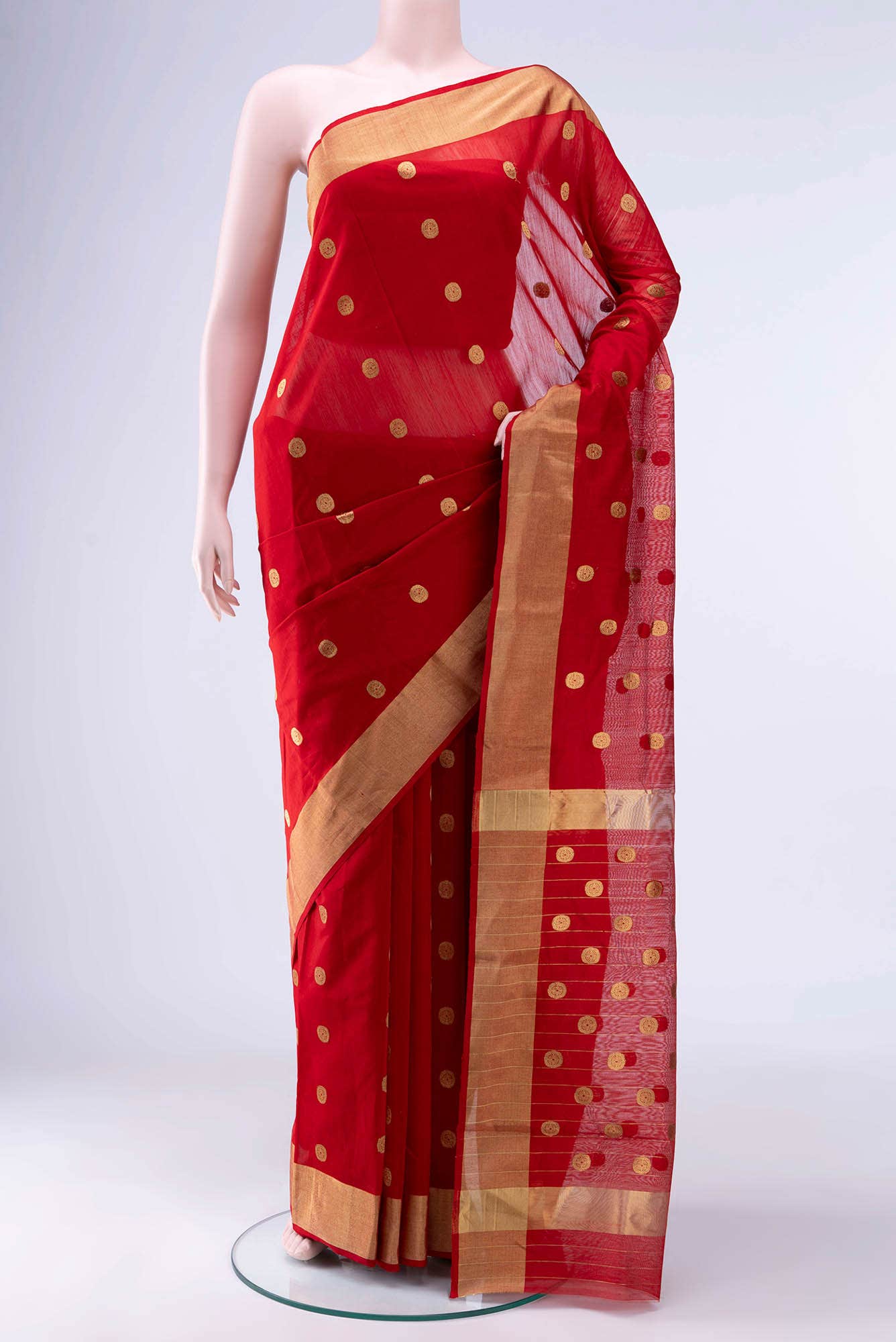 Red Chanderi Silk Cotton Saree