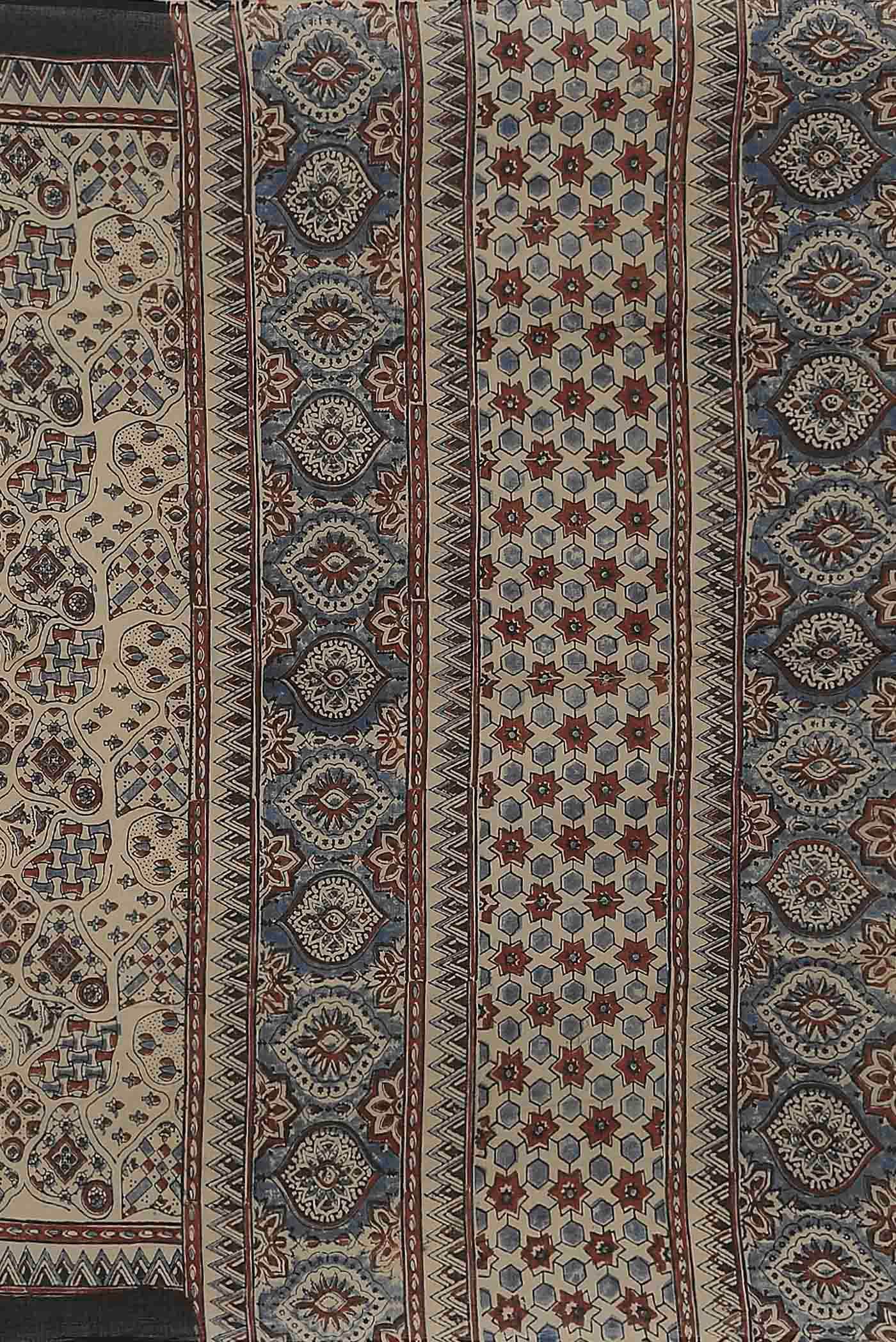 Beige Printed Cotton Saree