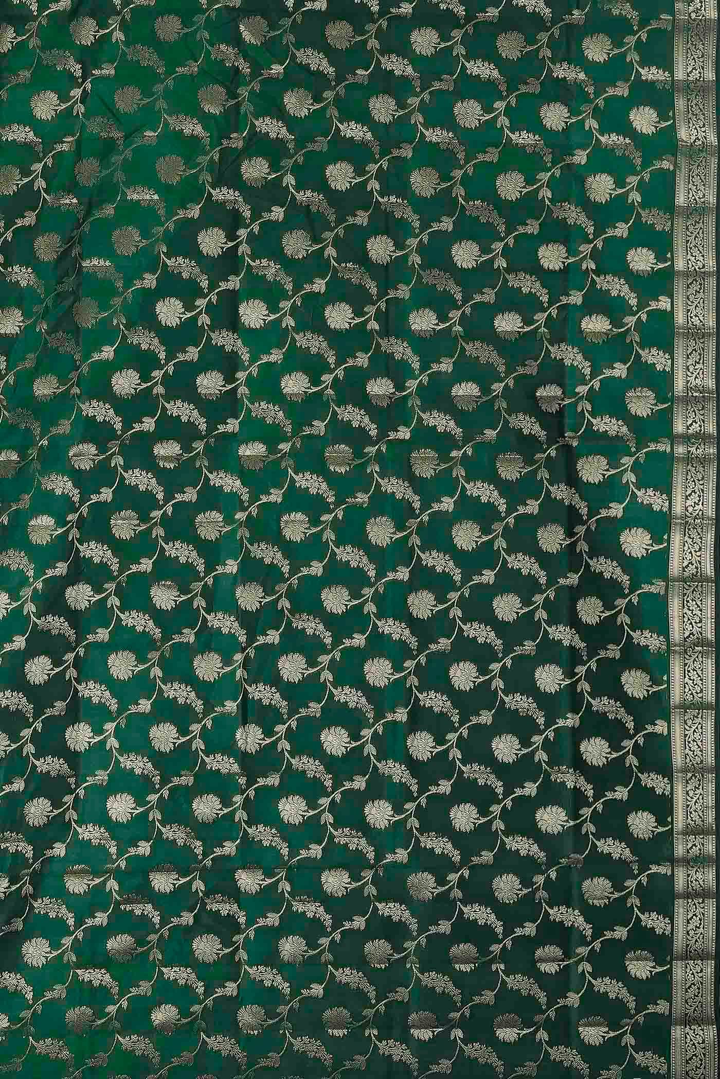 Green Banarasi Raw Silk Saree