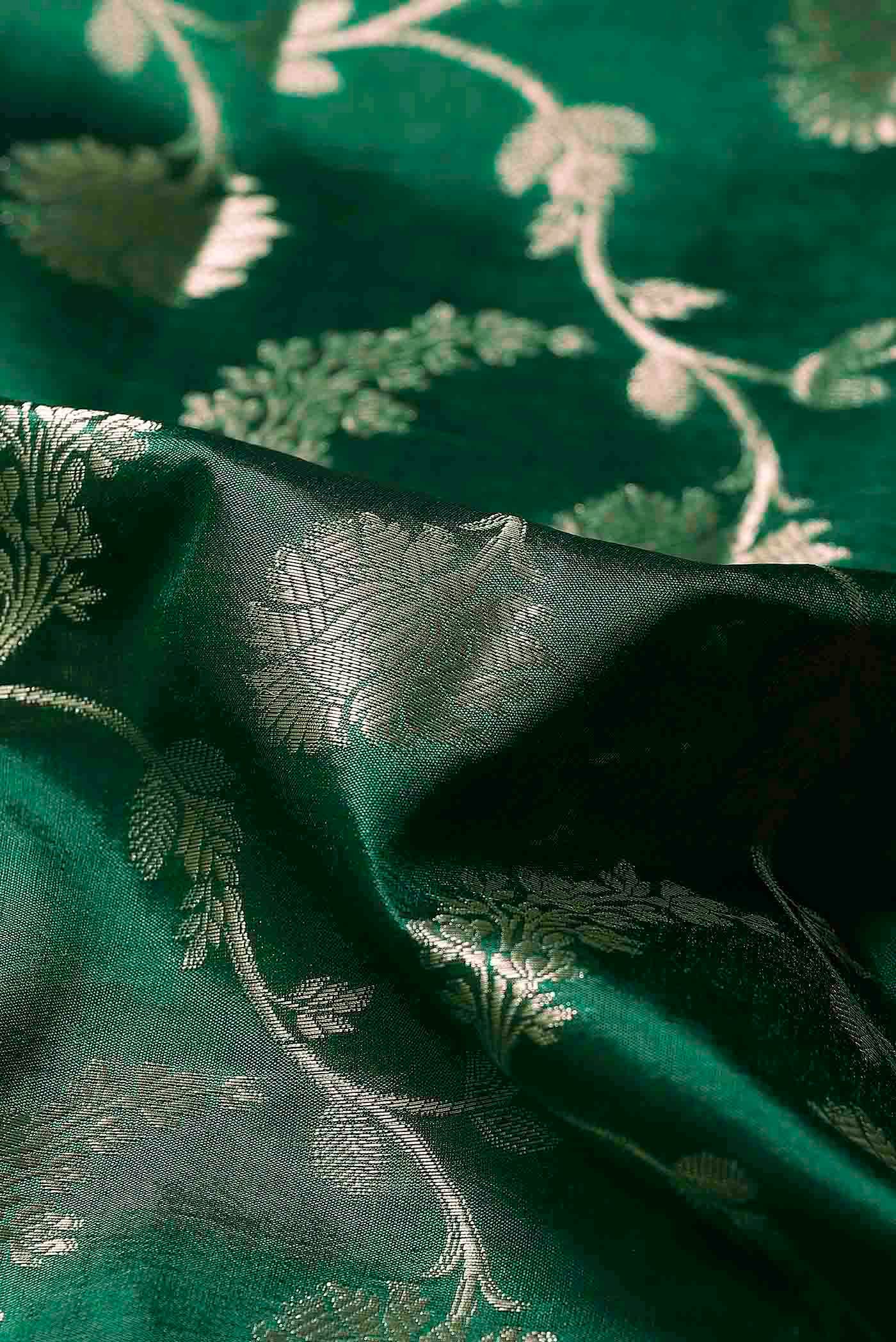 Green Banarasi Raw Silk Saree
