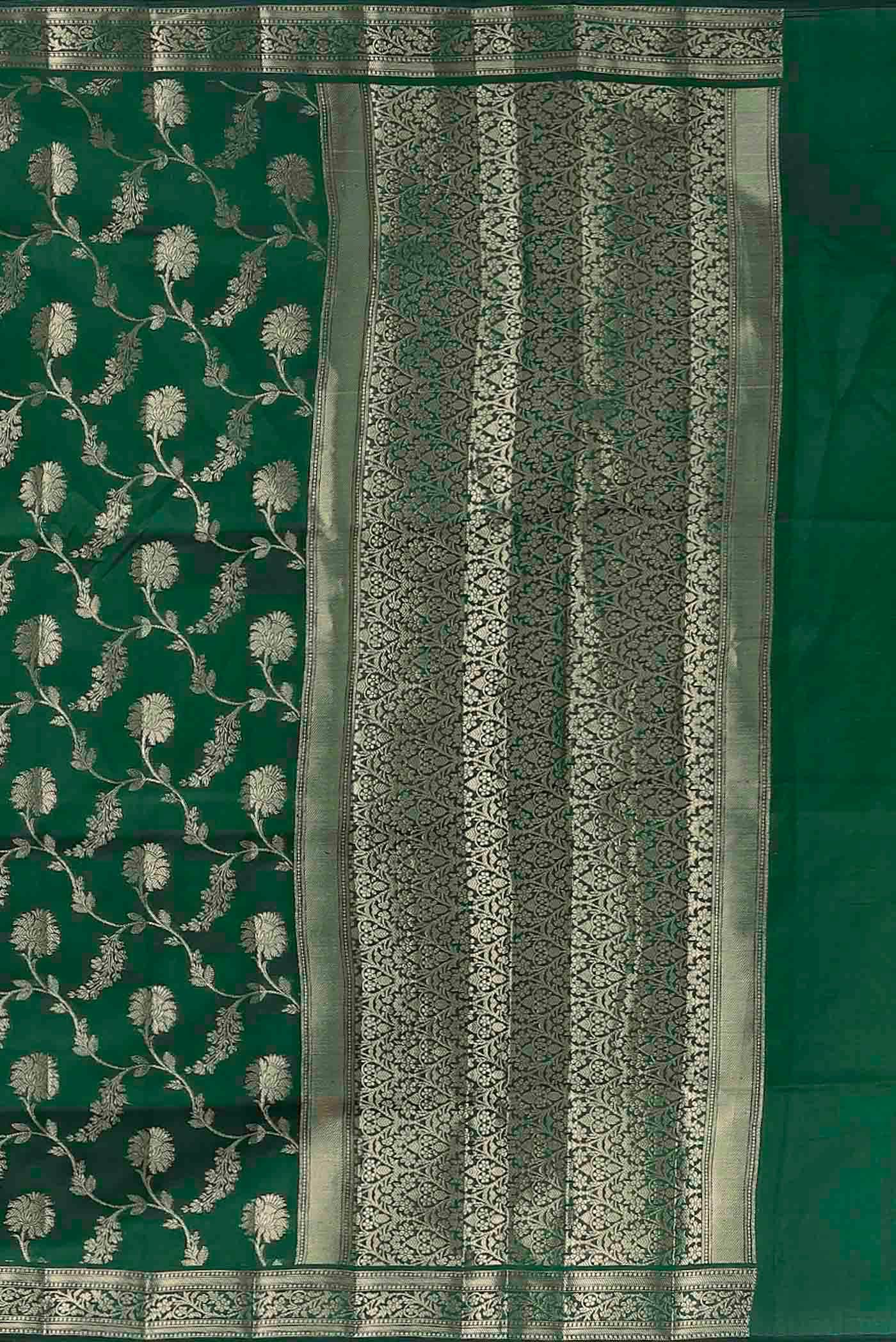 Green Banarasi Raw Silk Saree