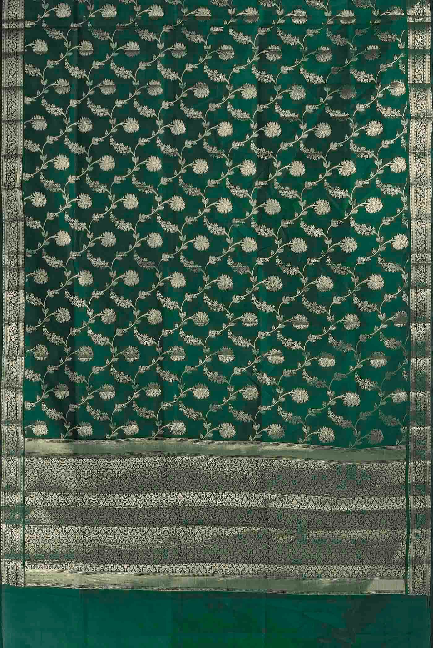Green Banarasi Raw Silk Saree