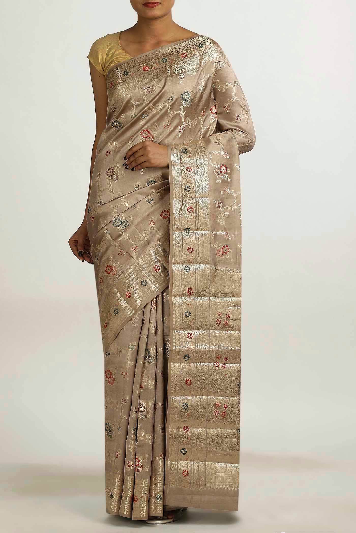 Beige Banarasi Raw Silk Saree